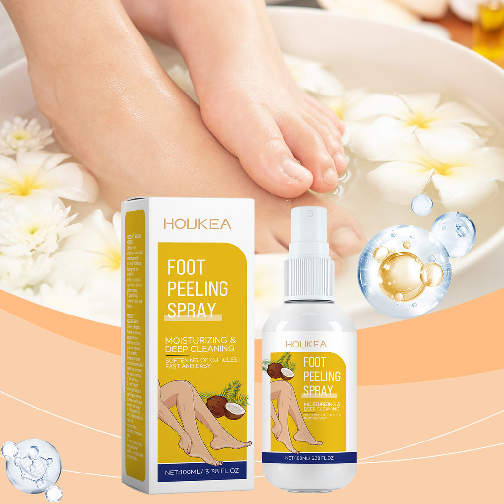 Houkea Foot Exfoliator Spray Gentle Cleansing Foot Soft Skin Moisturizing And Moisturizing Treatment Spray