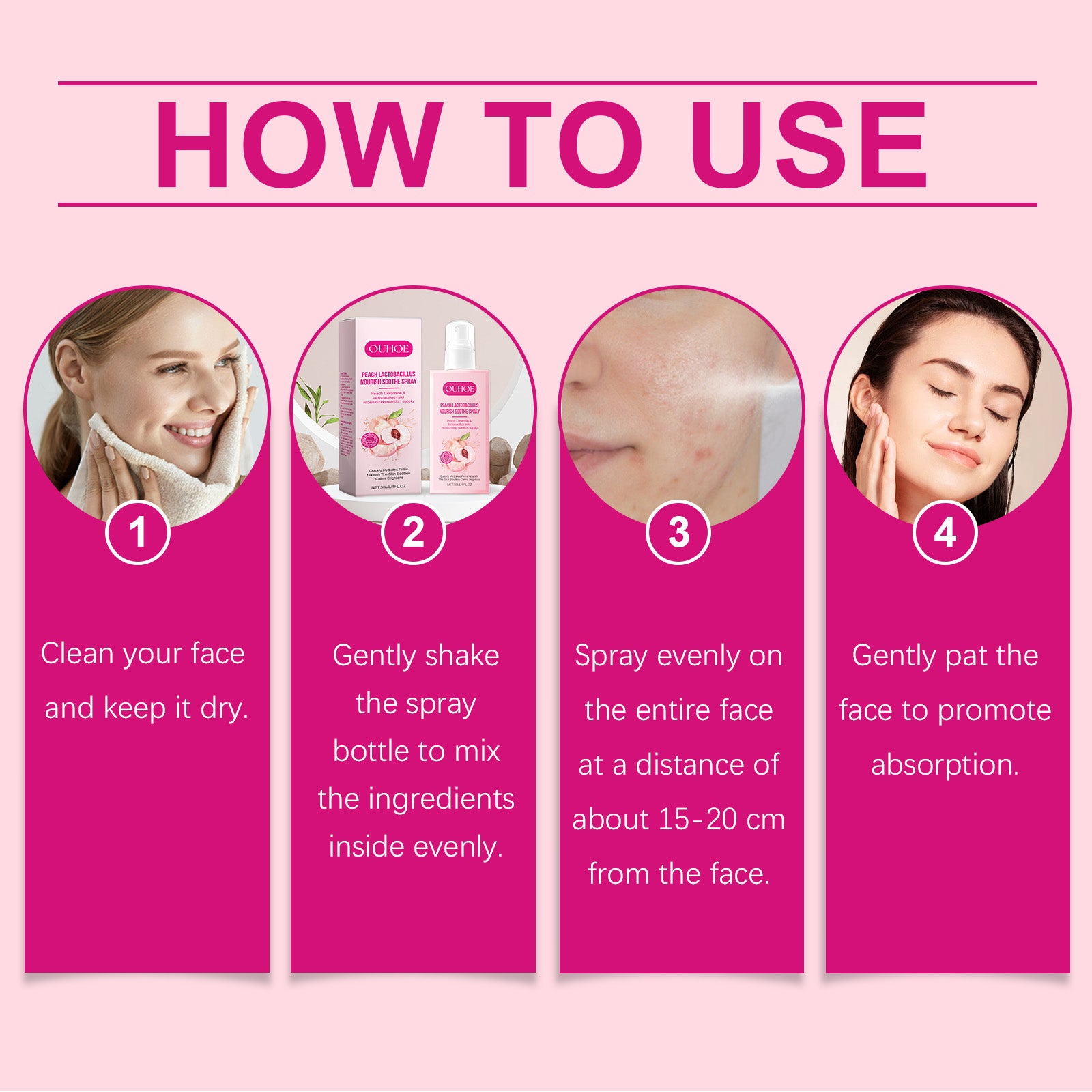 OUHOE Lactic Acid Facial Spray, Gently Moisturizing, Refreshing And Brightening Skin Tone Nourishing Facial Hydrating Treatment Spray