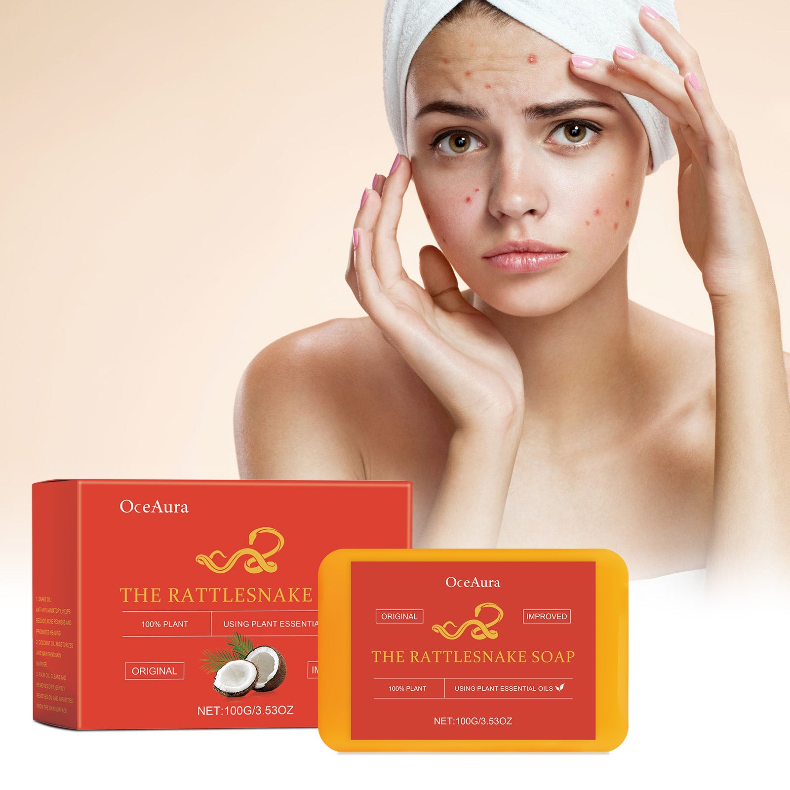 OceAura Skin Care Acne Removing Soap Closed Mouth Plant Essential Oil Soap Oil Control Hand Soap Foam Cleansing Soap
