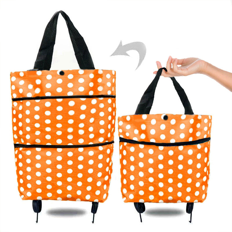 Portable Foldable Shopping Cart with Wheels - Lightweight Backpack Style Travel Trolley for Groceries & Storage