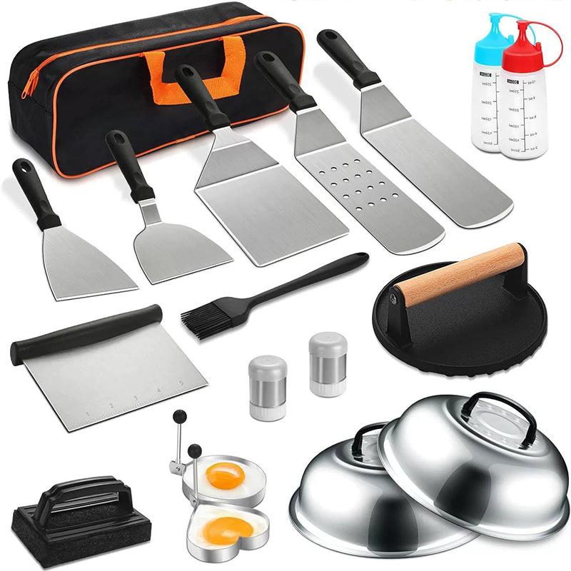 29PCS BBQ Set w/ Burger Press, Stainless Steel Grill Tools & Spatula