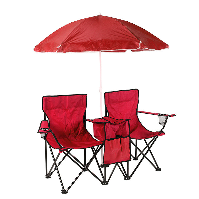 Double Camping Loveseat with Canopy – 600 lb Capacity, Cup Holders & Side Table, Foldable Outdoor Chair for Beach & Park