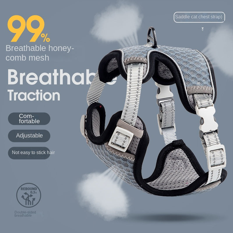 Pet Harness Vest Style Cat Leash for Outdoor Use, Anti-Struggle Cat Walking Rope and Cat Lead
