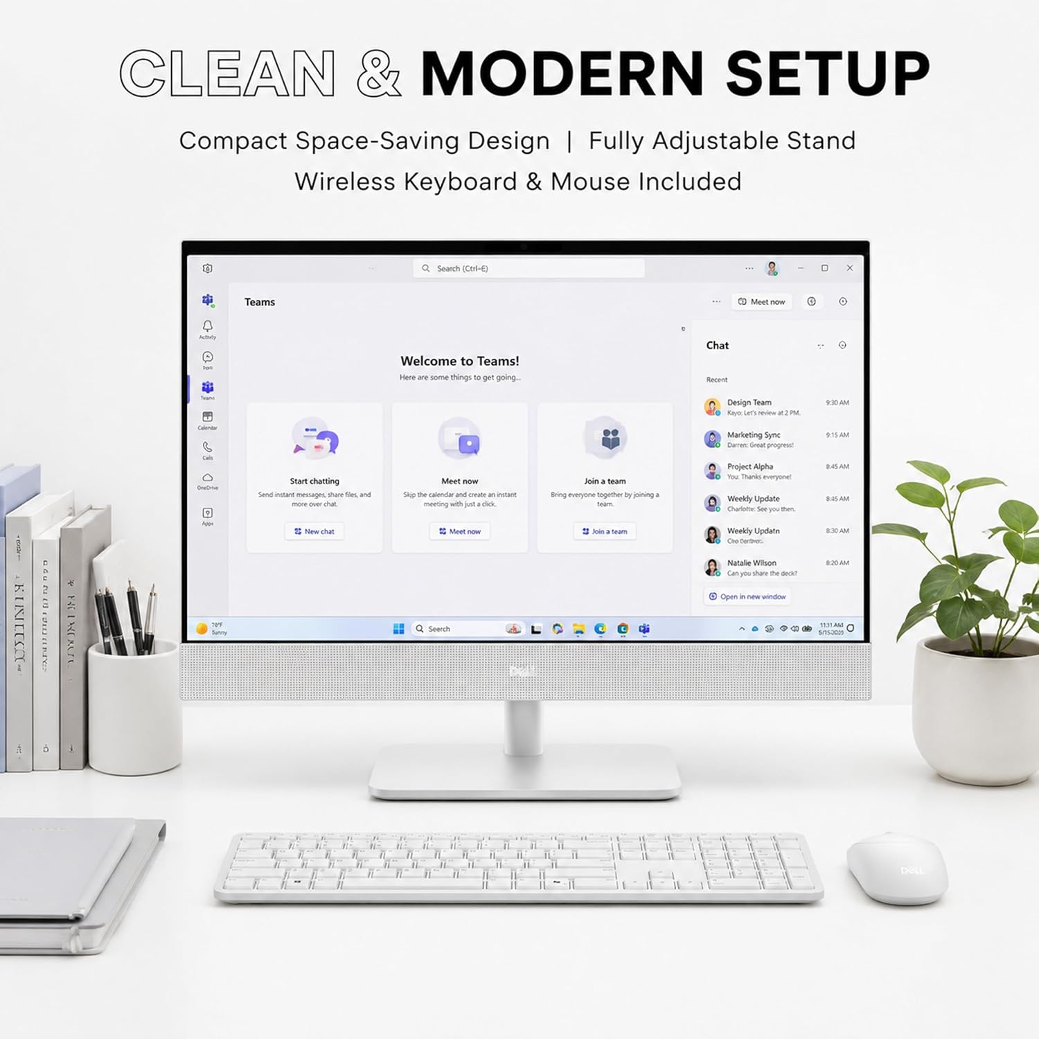 Dell 23.8" All-in-One Desktop Computer, FHD Touchscreen, Intel Core Ultra 7 Series 3 Processor, Copilot+ PC, 32GB DDR5 RAM, 1TB PCIe SSD, Wi-Fi 6E, Bluetooth 5.3, Windows 11 PRO, Wireless KB & Mouse