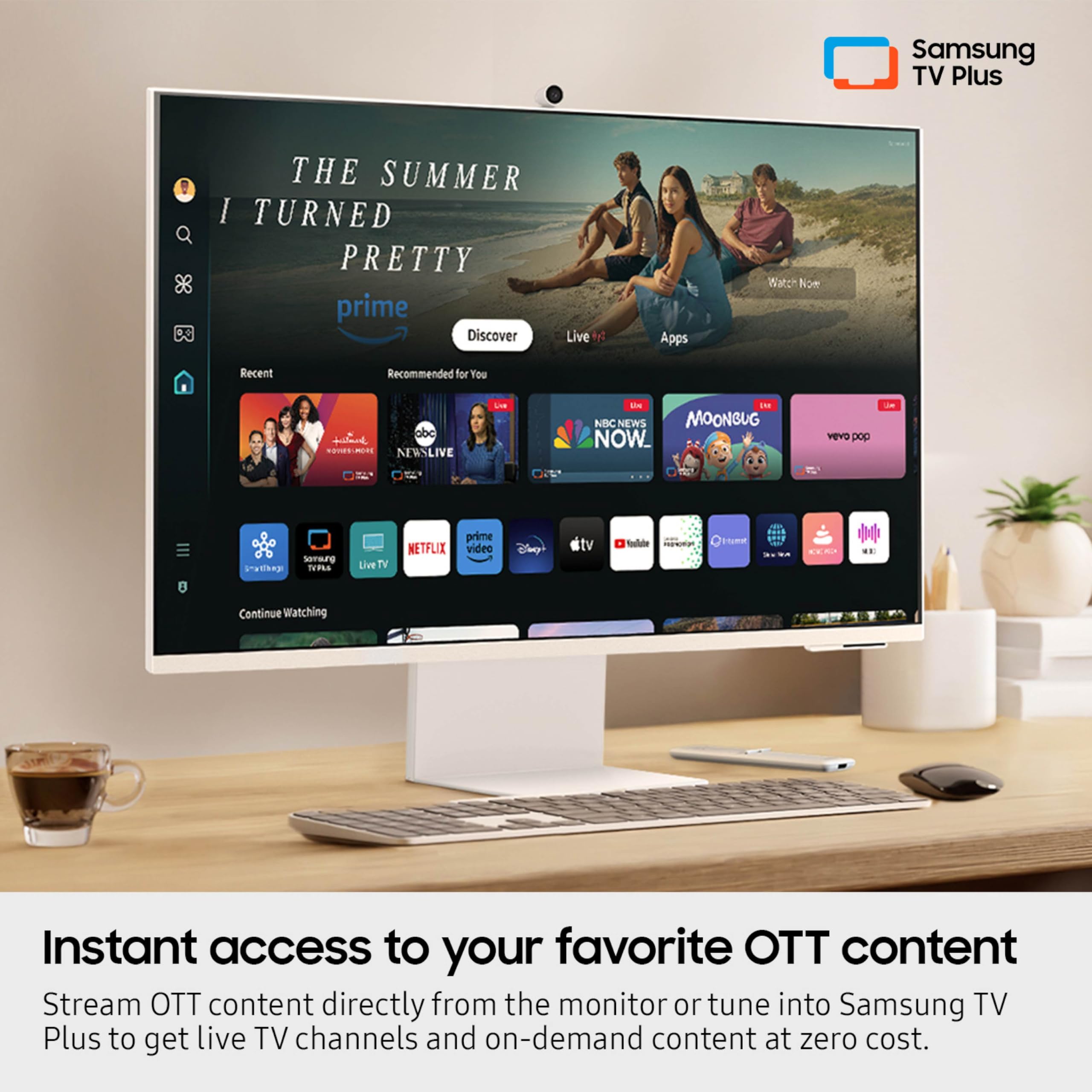 Samsung 32” M8 (M80F) Series 4K UHD Smart Monitor | Samsung Vision AI, Smart TV Apps, Gaming Hub, USB-C, HDMI and USB-A, White (LS32FM803UNXZA)