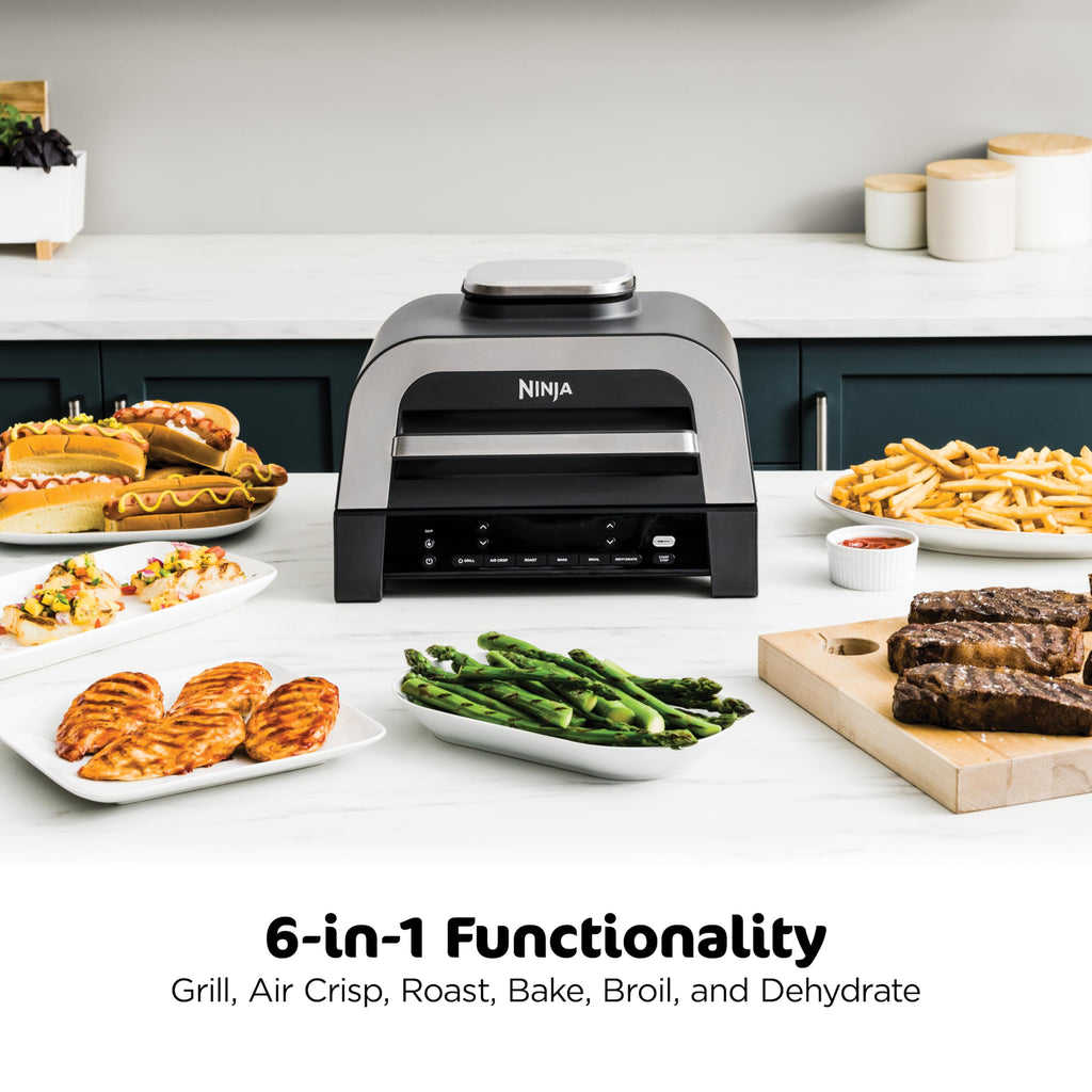 Ninja® Foodi® Smart XL 6-in-1 Indoor Grill & Air Fryer, Black/Silver, FG551 | Smart Cook System with built-in thermometer, XL capacity, perfect doneness, rare to well done. 6-in-1: Grill, Air Fry & more.