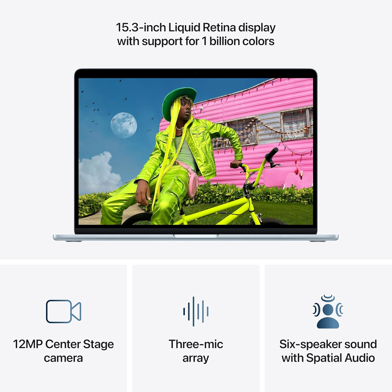 Apple 2026 MacBook Air 15-inch Laptop with M5 chip: Built for AI, 15.3-inch Liquid Retina Display, 16GB Unified Memory, 512GB SSD, 12MP Center Stage Camera, Touch ID, Wi-Fi 7; Sky Blue