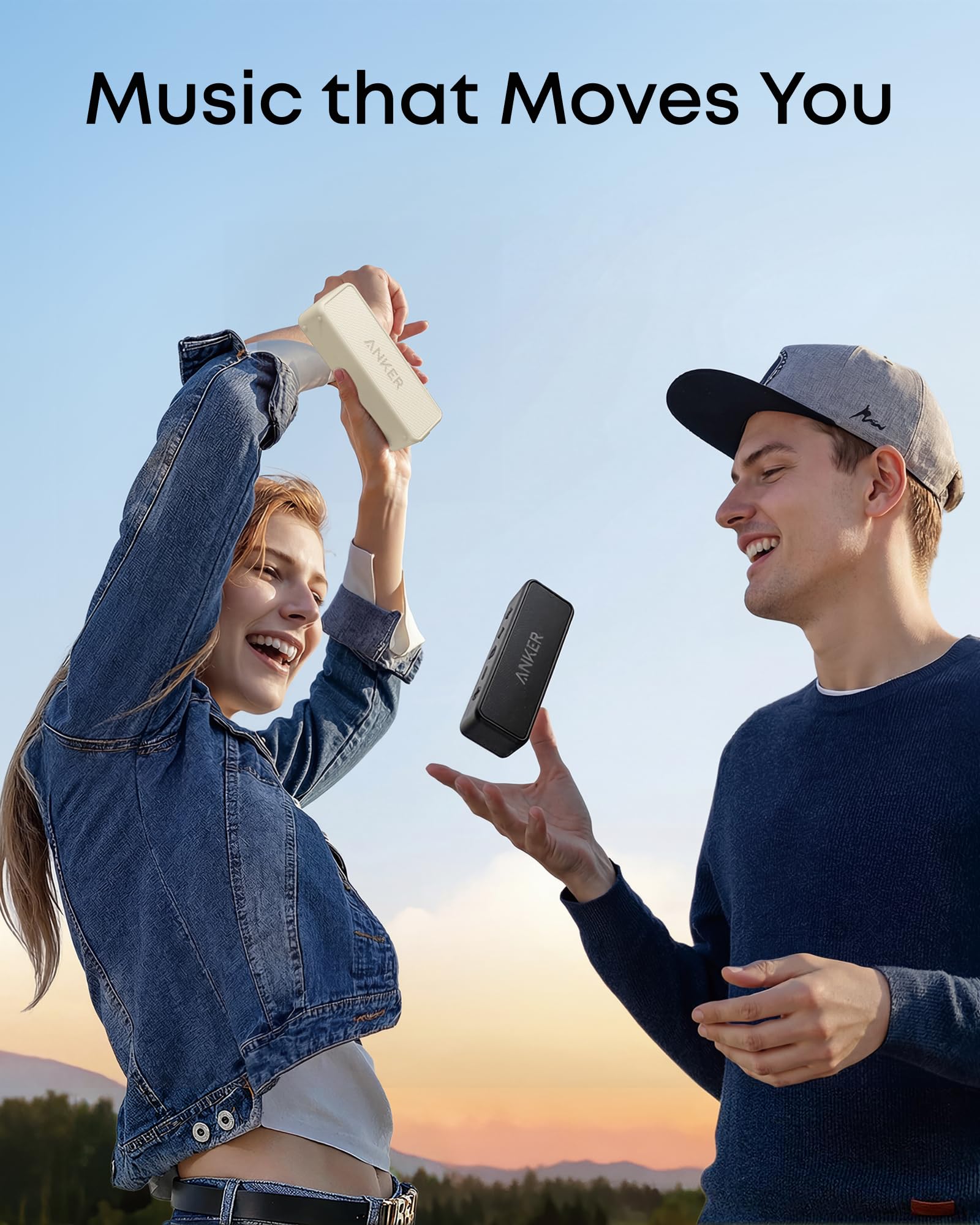 Anker soundcore 2 Portable Bluetooth Speaker, Stereo Sound, IPX7 | BassUp, 24H Playtime, Bluetooth 5, Wireless Speaker for Home, Outdoors, Travel