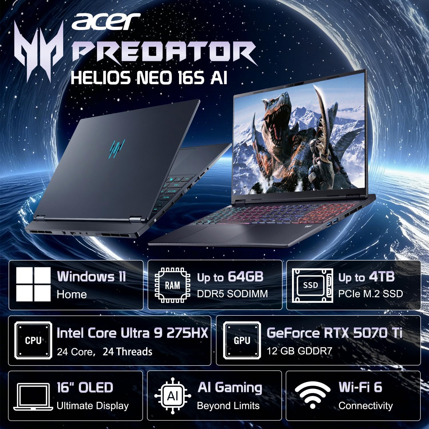HP OMEN 16 RTX 5070 AMD Ryzen 9 240Hz QHD+ 2560x1600 RGB Gaming Laptop | AMD Ryzen 9 8940HX, Customized 16-64GB DDR5, 1-4TB SSD, 4-Zone RGB KB, Low Blue Light, Long Battery Life, Windows 11 Home