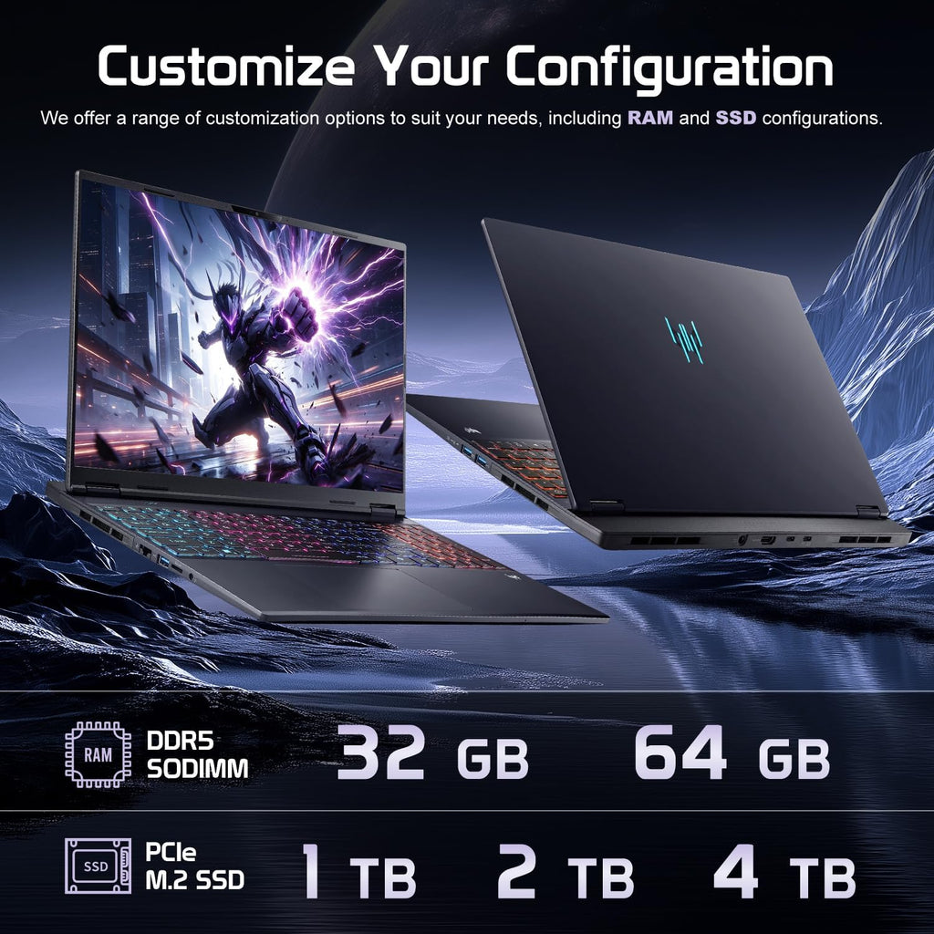 HP OMEN 16 RTX 5070 AMD Ryzen 9 240Hz QHD+ 2560x1600 RGB Gaming Laptop | AMD Ryzen 9 8940HX, Customized 16-64GB DDR5, 1-4TB SSD, 4-Zone RGB KB, Low Blue Light, Long Battery Life, Windows 11 Home