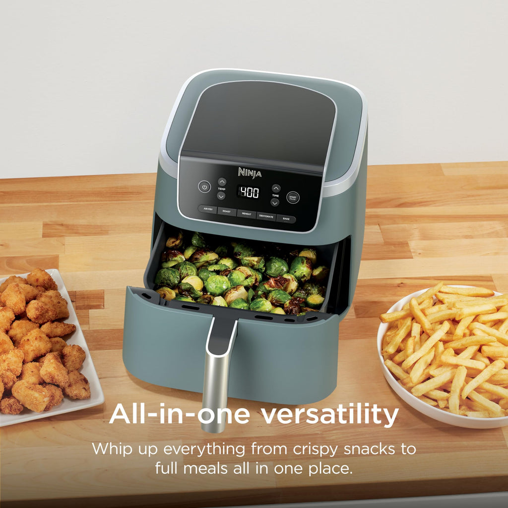 Ninja Air Fryer Pro, 5 Qt, 5-in-1, Grey, AF142 | Air fry, bake, roast, reheat, dehydrate, 1750W, 400F max, Fits 4 lbs fries, Dishwasher-safe