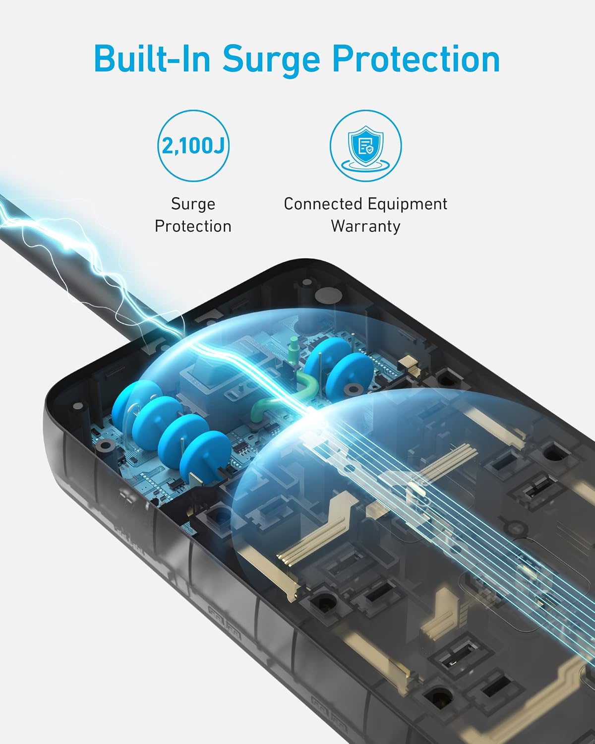 Anker Power Strip with 2100J Surge Protector, Outlet Extender, 20W, 12 AC | 5ft Extension Cord with Multiple Outlets, 1 USB C, 2 USB A, Home Office, Dorm Room Essentials, TUV Listed