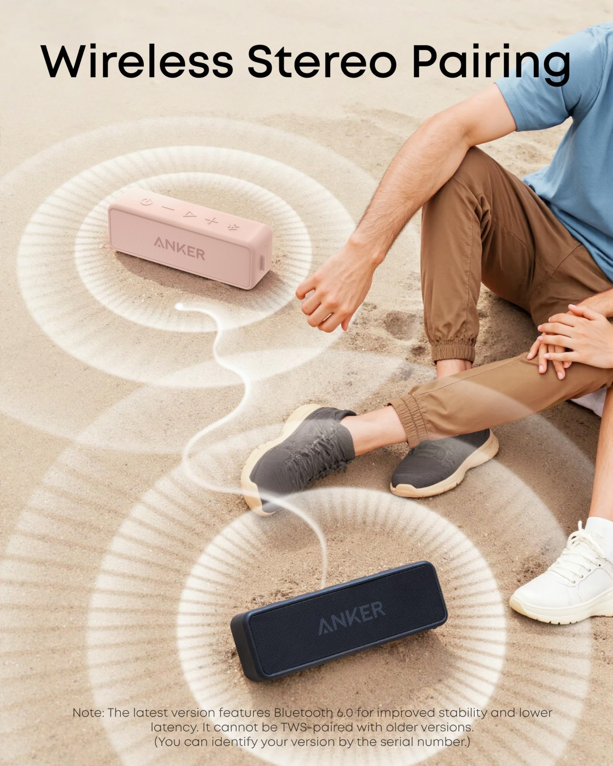 Anker soundcore 2 Portable Bluetooth Speaker, Stereo Sound, IPX7 | BassUp, 24H Playtime, Bluetooth 5, Wireless Speaker for Home, Outdoors, Travel