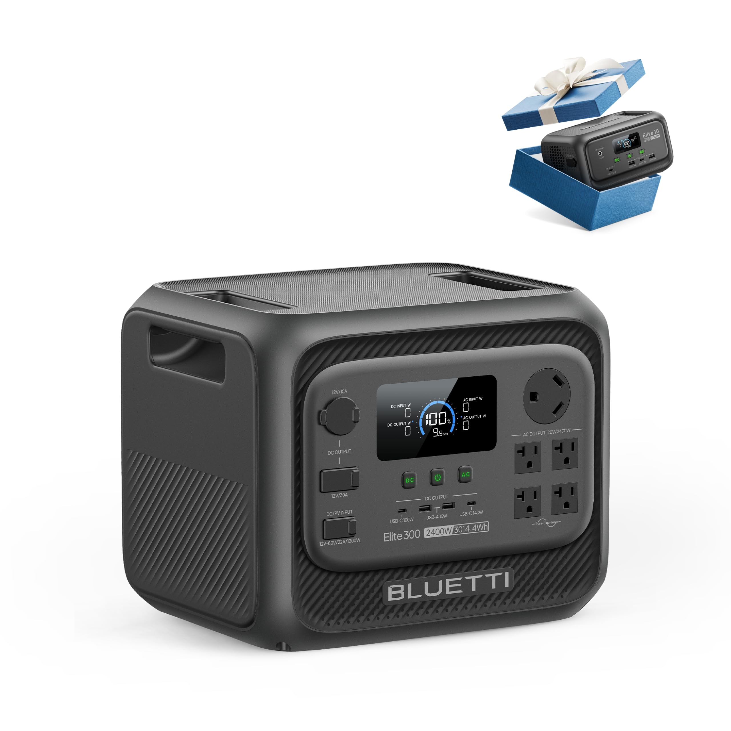 BLUETTI Solar Generator Elite 300 with 350W Solar Panel Included, 3014.4Wh | 2400W (4800W Surge), Smallest 3kWh, LFP Portable Power Station for RV, Home Backup, Outage, w/ TT-30 RV Port & 12V/30A DC