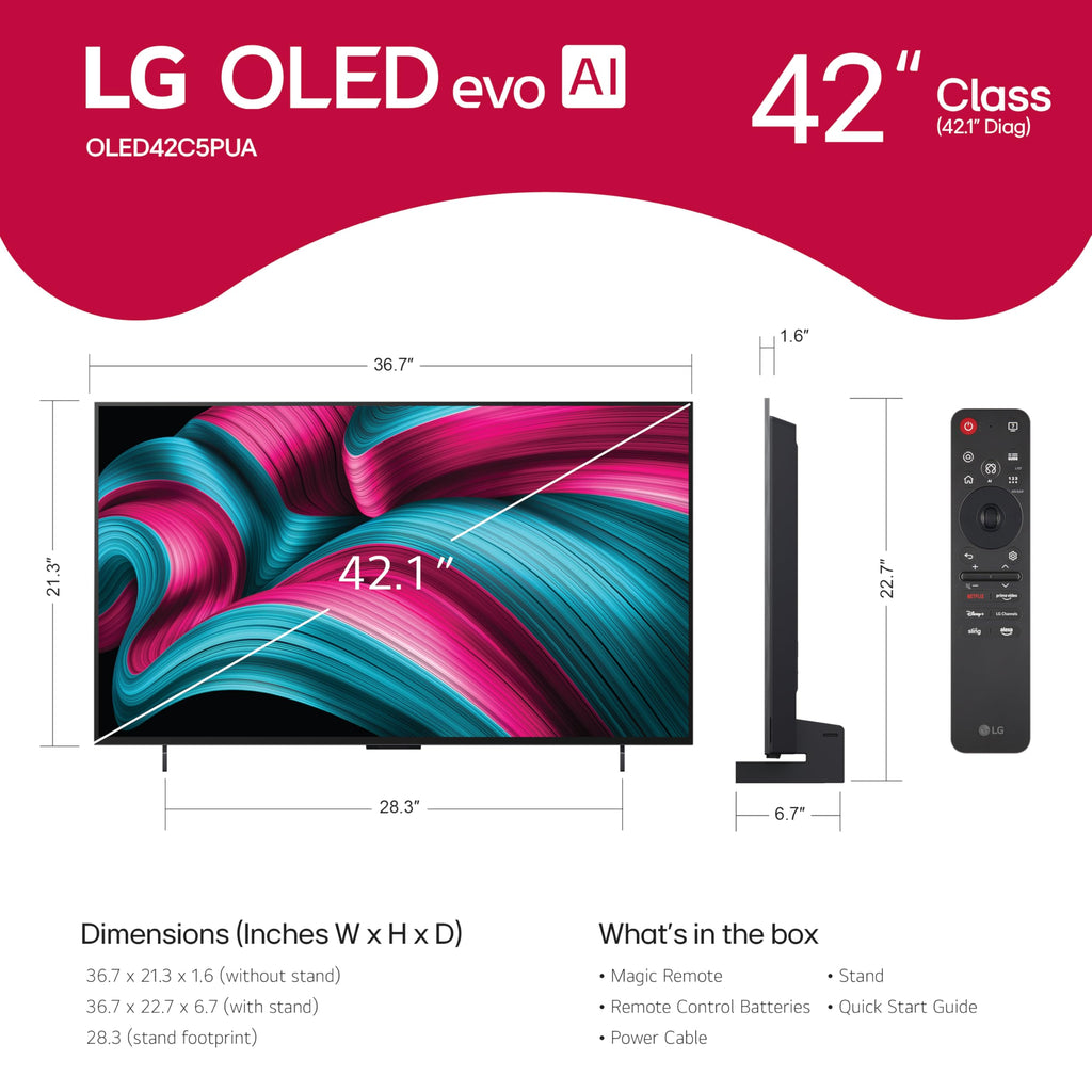 LG 65-Inch Class OLED evo AI 4K C5 Series Smart TV w/Dolby Atmos, Dolby Vision, HDR10, AI Super Upscaling 4K, Filmmaker Mode, Wow Orchestra, Alexa Built-in (OLED65C5PUA, 2025)