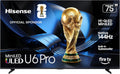 Hisense 75" U6 Pro Series Mini‑LED ULED 4K UHD HDR Gaming AI Smart Fire TV (75U6SF Pro, 2026 New) – Hi-QLED, Native 144Hz, Motion Rate 480, Dolby Vision IQ · Atmos, HDR10+, Glare-Free, Alexa+