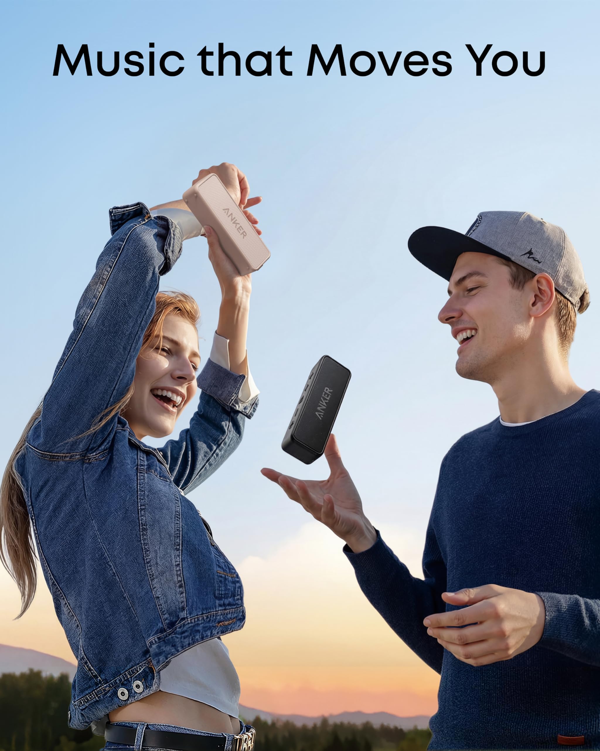 Anker soundcore 2 Portable Bluetooth Speaker, Stereo Sound, IPX7 | BassUp, 24H Playtime, Bluetooth 5, Wireless Speaker for Home, Outdoors, Travel