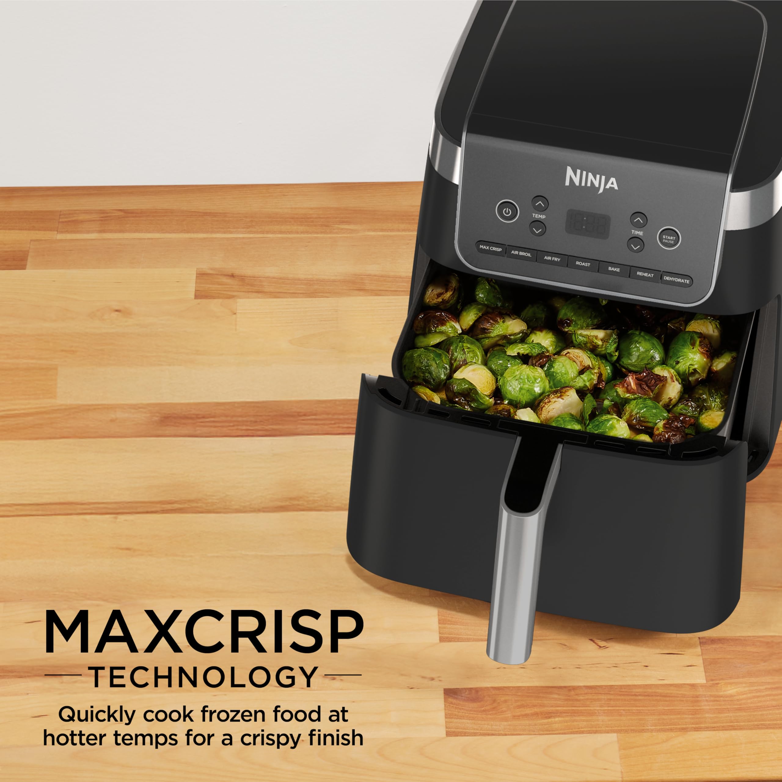 Ninja Air Fryer Pro, 5 Qt, 5-in-1, Grey, AF142 | Air fry, bake, roast, reheat, dehydrate, 1750W, 400F max, Fits 4 lbs fries, Dishwasher-safe