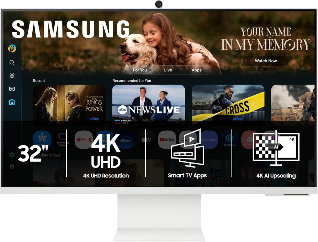 Samsung 32” M8 (M80F) Series 4K UHD Smart Monitor | Samsung Vision AI, Smart TV Apps, Gaming Hub, USB-C, HDMI and USB-A, White (LS32FM803UNXZA)