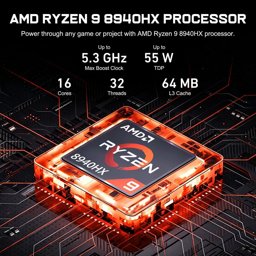 HP OMEN 16 RTX 5070 AMD Ryzen 9 240Hz QHD+ 2560x1600 RGB Gaming Laptop | AMD Ryzen 9 8940HX, Customized 16-64GB DDR5, 1-4TB SSD, 4-Zone RGB KB, Low Blue Light, Long Battery Life, Windows 11 Home