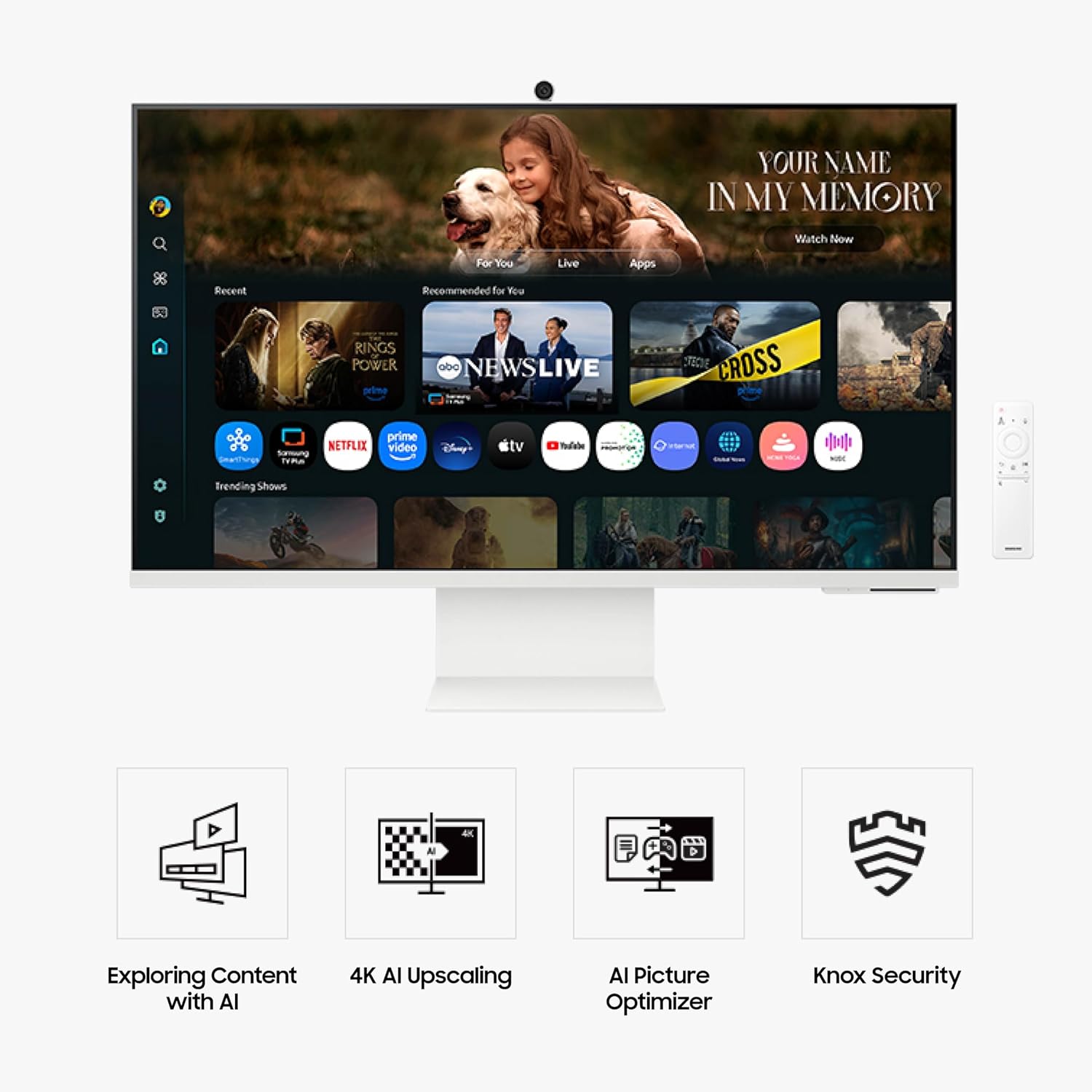 Samsung 32” M8 (M80F) Series 4K UHD Smart Monitor | Samsung Vision AI, Smart TV Apps, Gaming Hub, USB-C, HDMI and USB-A, White (LS32FM803UNXZA)