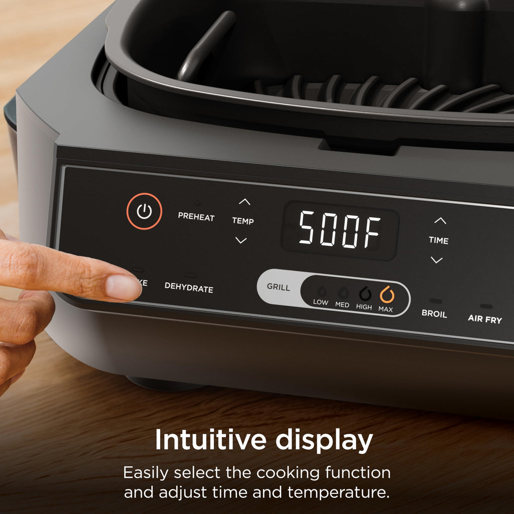 Ninja® Foodi® Smart XL 6-in-1 Indoor Grill & Air Fryer, Black/Silver, FG551 | Smart Cook System with built-in thermometer, XL capacity, perfect doneness, rare to well done. 6-in-1: Grill, Air Fry & more.