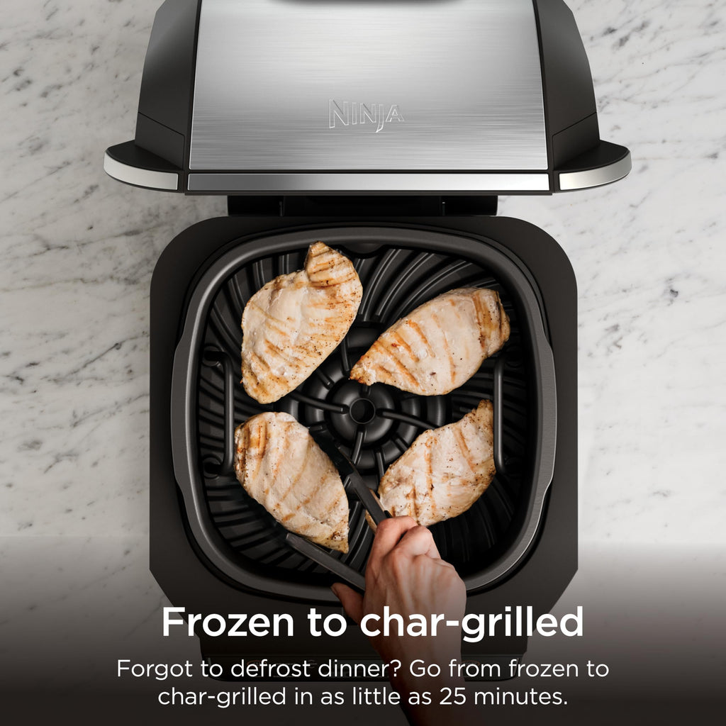 Ninja® Foodi® Smart XL 6-in-1 Indoor Grill & Air Fryer, Black/Silver, FG551 | Smart Cook System with built-in thermometer, XL capacity, perfect doneness, rare to well done. 6-in-1: Grill, Air Fry & more.