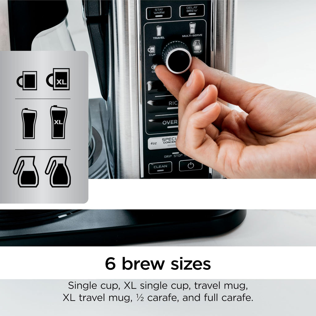 Ninja Hot & Iced XL Coffee Maker with Rapid Cold Brew, Black, CM371 | 4 Brew Styles, 8 Sizes Small Cup to Travel Mug, Single-Serve Coffee Brewer, 12-Cup Carafe, Removable Reservoir