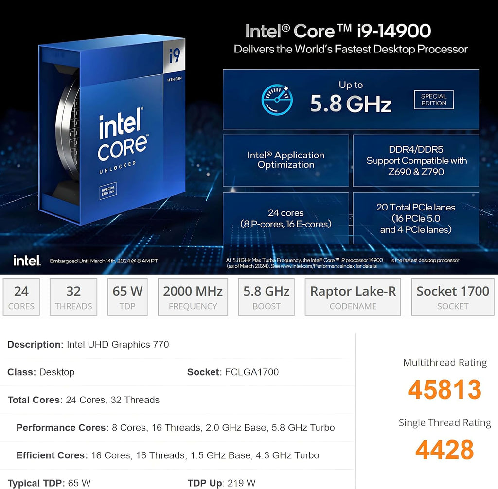 HP Mini PC Desktop Computer, Elite Mini 800 G9 with Intel i9-14900, (32GB RAM, 1TB SSD), Triple 4K Display Support, 6X USB Ports, Ultra-Quiet Design, Keyboard and Mouse, Windows 11 Pro