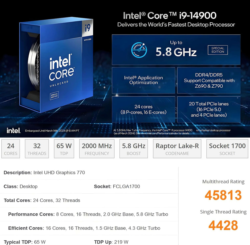 HP Mini PC Desktop Computer, Elite Mini 800 G9 with Intel i9-14900, (32GB RAM, 1TB SSD), Triple 4K Display Support, 6X USB Ports, Ultra-Quiet Design, Keyboard and Mouse, Windows 11 Pro