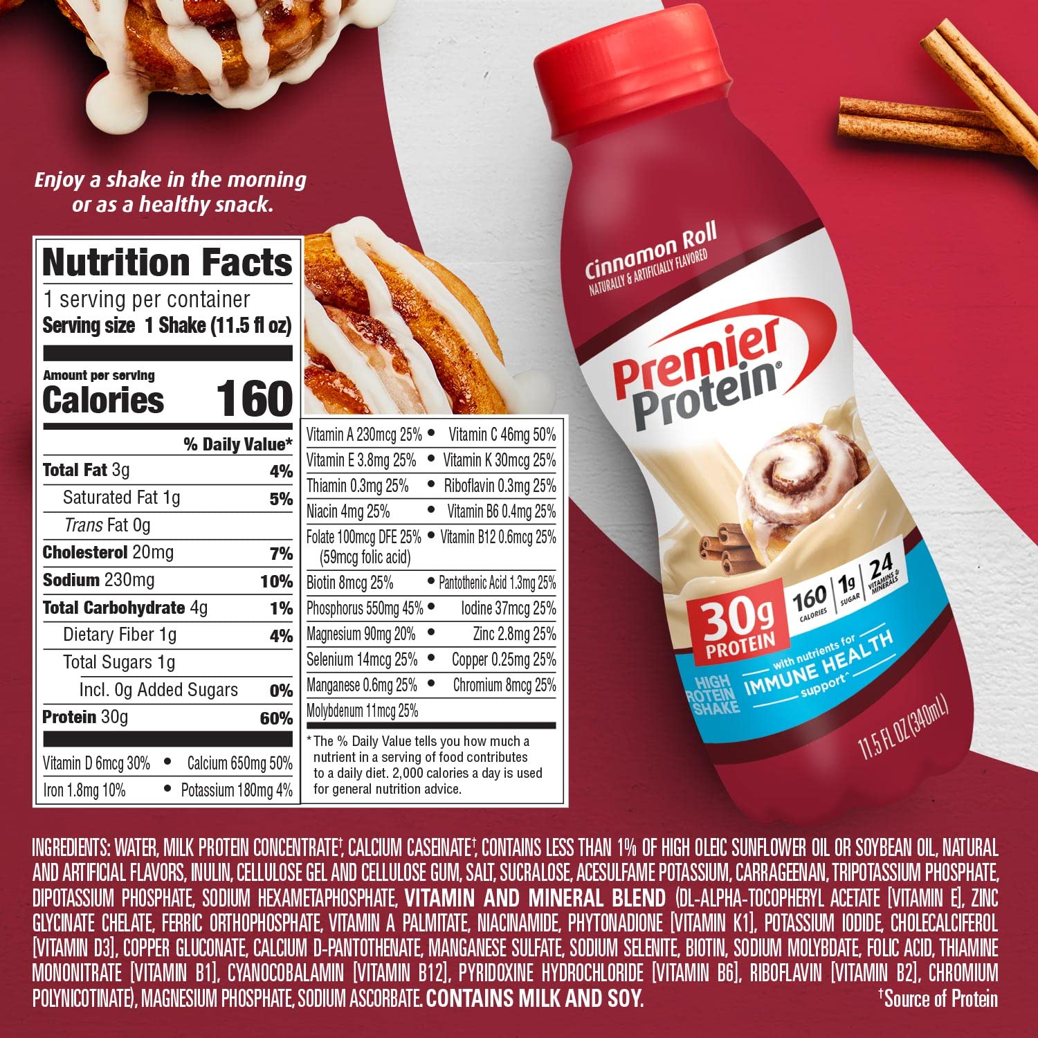 Premier Protein 30g High Protein Shake, Caramel, 12 Pack | 160 Calories, 24 Vitamins & Minerals, No Added Sugar, Supports Muscle Health, Gluten-Free, 11.5 oz