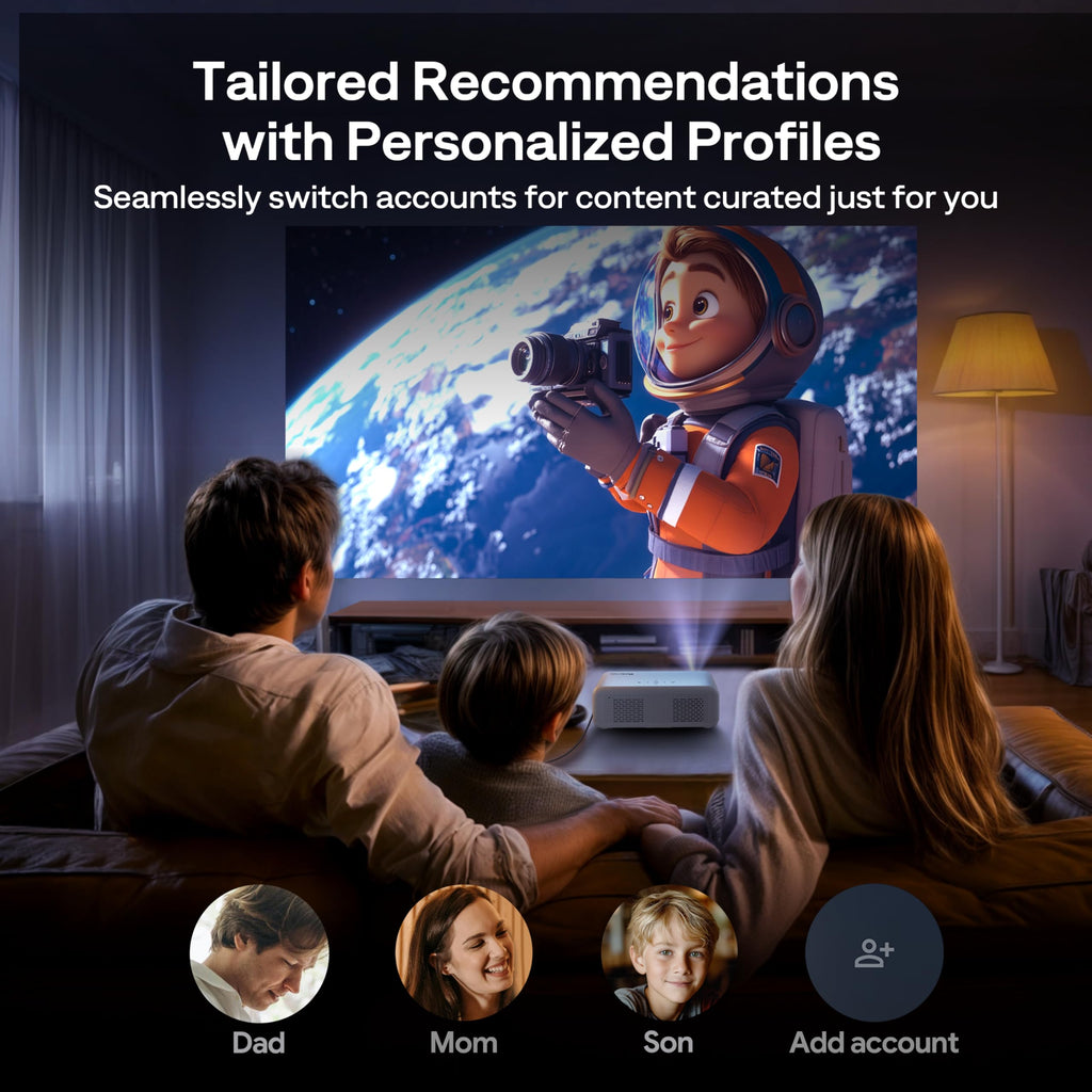 Aurzen Roku TV D1R Smart Portable Outdoor Projector with WiFi and Bluetooth | Roku TV Built-in, All Top Apps, 1080P FHD, DoIby Audio, Auto Focus & Keystone, Zoom, Mini Projector for Home & Outdoor Movies