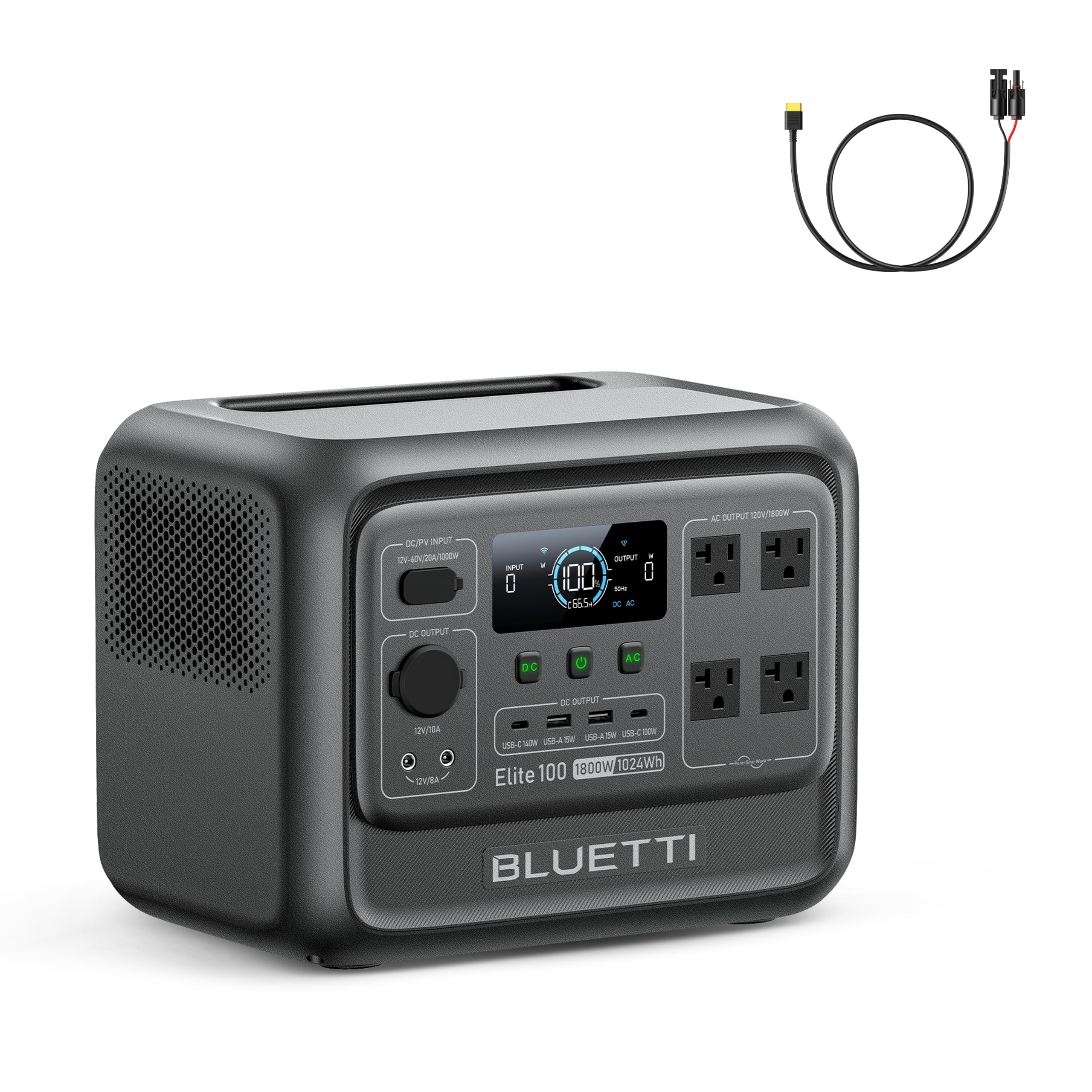 BLUETTI Solar Generator Elite 100 V2 with 200W Solar Panel Included, 1024Wh | 1800W AC Outlets (3600W Surge), 70 Min Fast Charging, 10ms UPS, Portable Power Station for Camping, Emergency, Road Trip