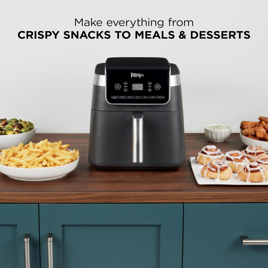 Ninja Air Fryer Pro, 5 Qt, 5-in-1, Grey, AF142 | Air fry, bake, roast, reheat, dehydrate, 1750W, 400F max, Fits 4 lbs fries, Dishwasher-safe