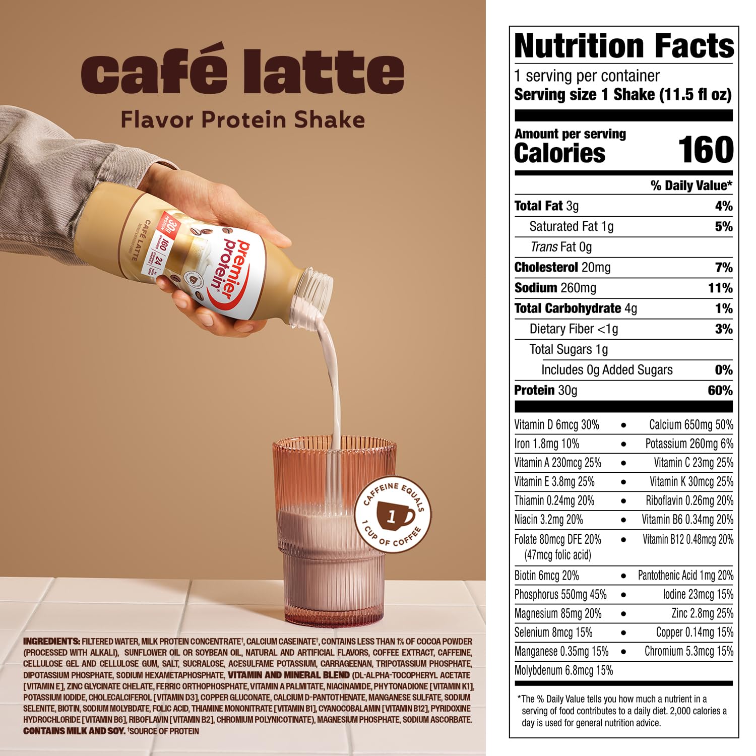 Premier Protein 30g High Protein Shake, Caramel, 12 Pack | 160 Calories, 24 Vitamins & Minerals, No Added Sugar, Supports Muscle Health, Gluten-Free, 11.5 oz