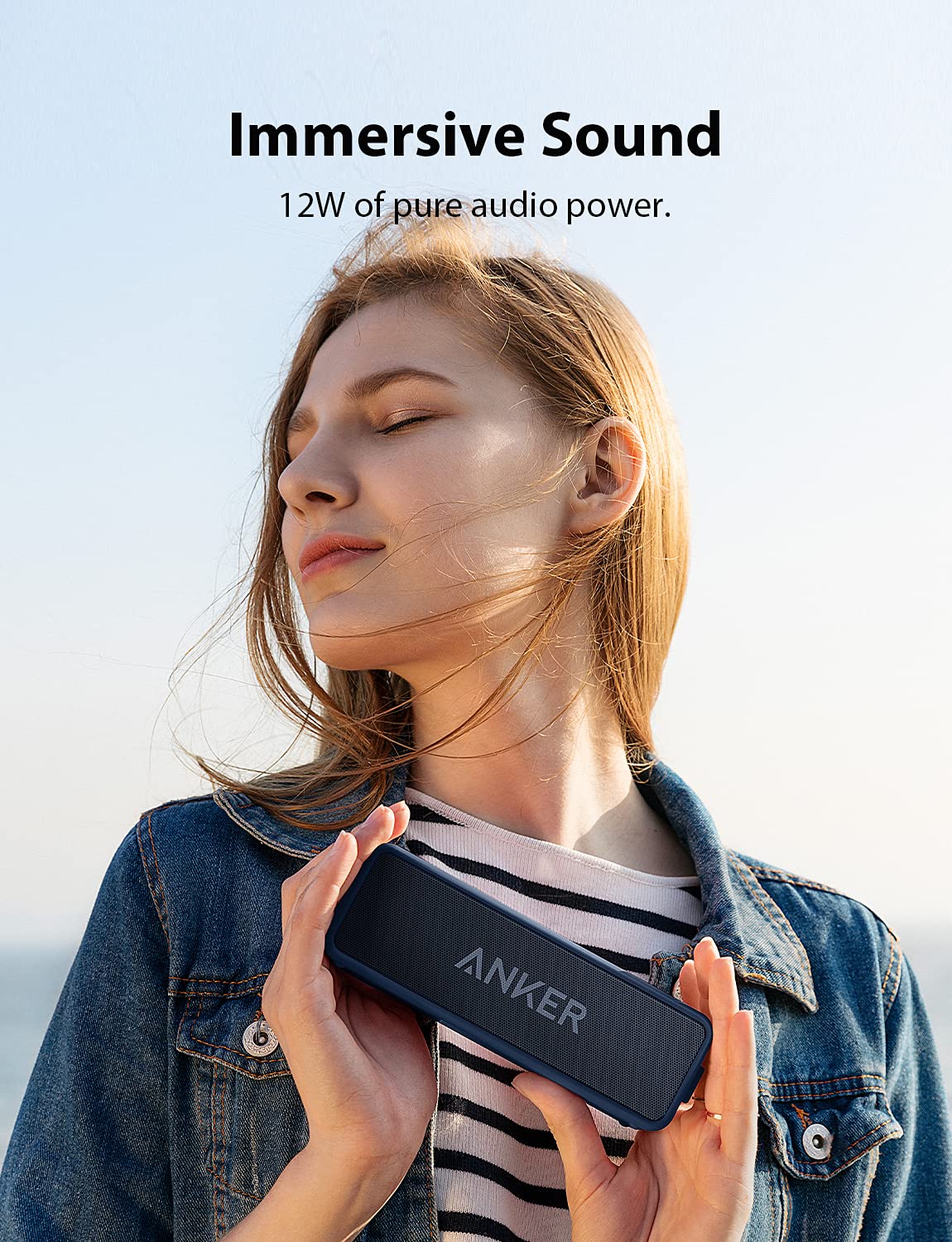 Anker soundcore 2 Portable Bluetooth Speaker, Stereo Sound, IPX7 | BassUp, 24H Playtime, Bluetooth 5, Wireless Speaker for Home, Outdoors, Travel