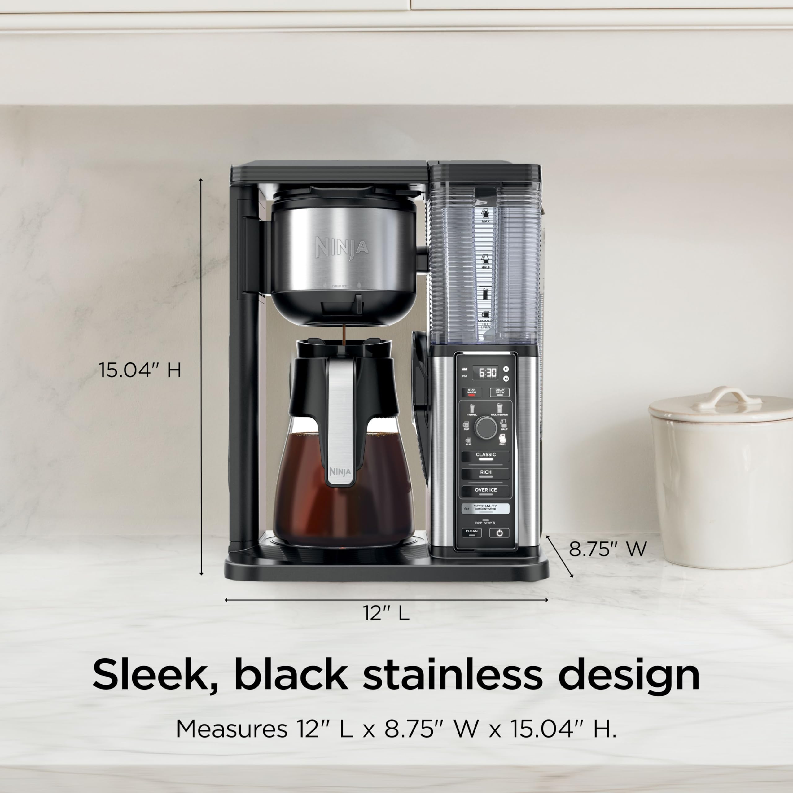 Ninja Hot & Iced XL Coffee Maker with Rapid Cold Brew, Black, CM371 | 4 Brew Styles, 8 Sizes Small Cup to Travel Mug, Single-Serve Coffee Brewer, 12-Cup Carafe, Removable Reservoir