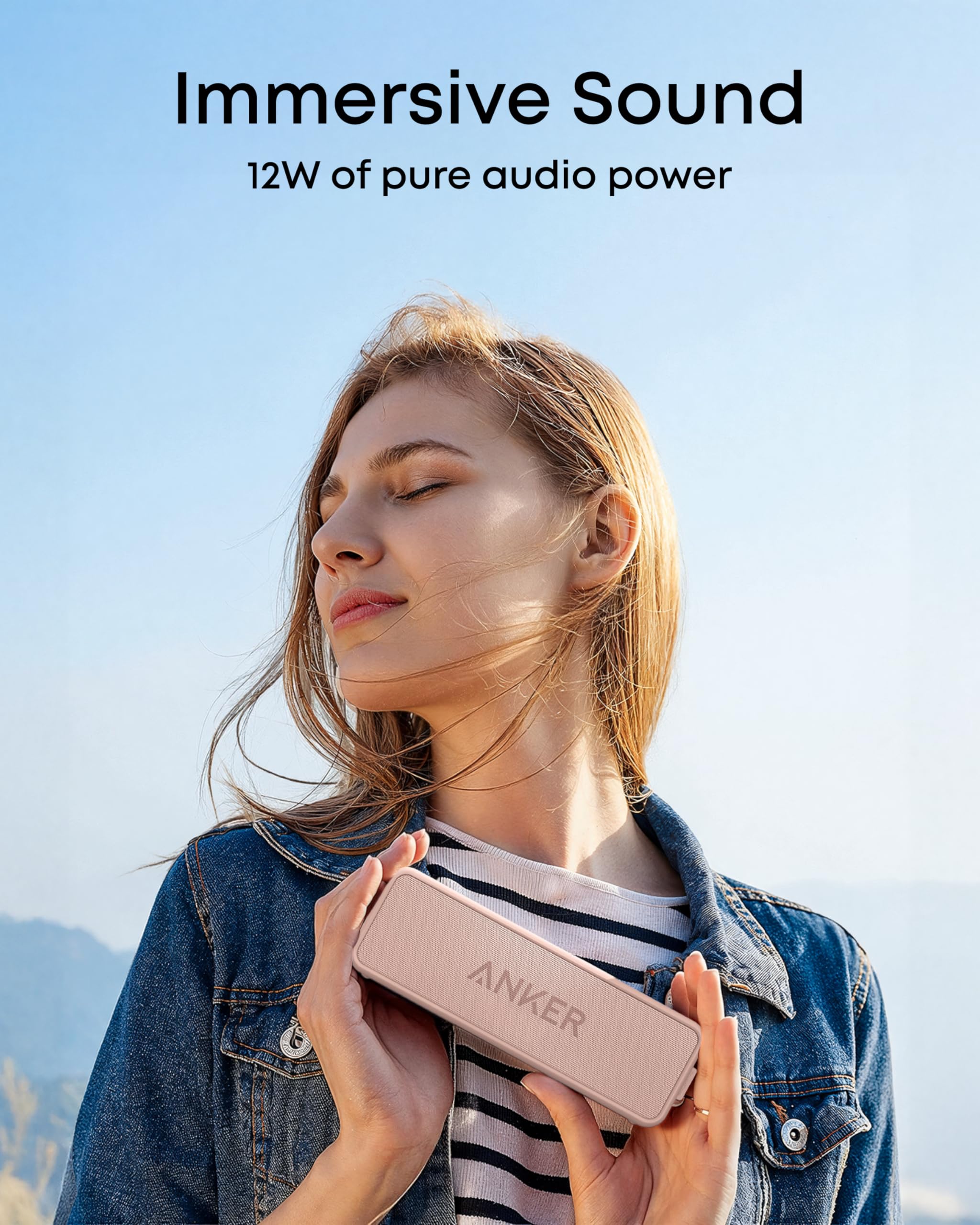 Anker soundcore 2 Portable Bluetooth Speaker, Stereo Sound, IPX7 | BassUp, 24H Playtime, Bluetooth 5, Wireless Speaker for Home, Outdoors, Travel