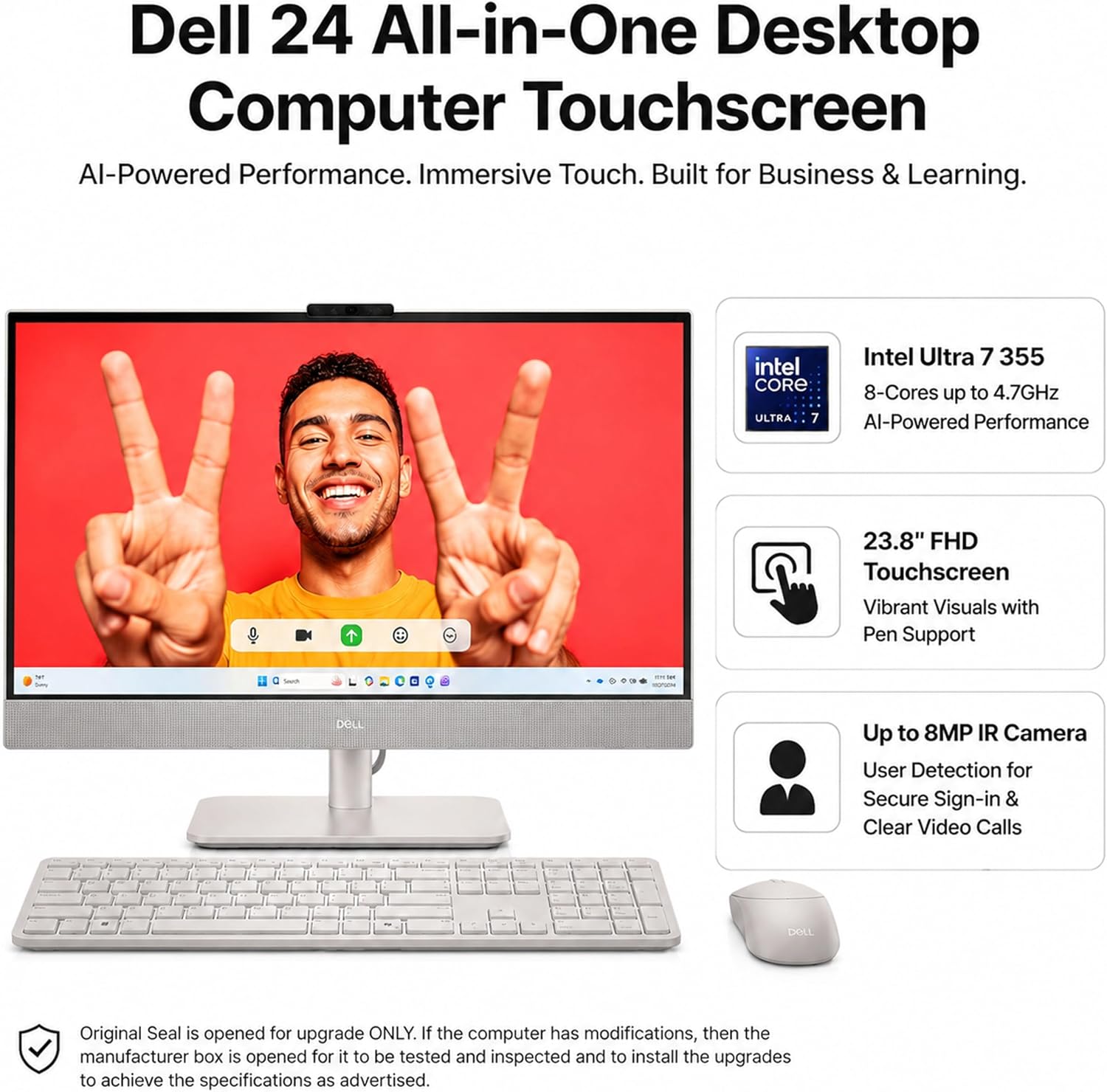 Dell 23.8" All-in-One Desktop Computer, FHD Touchscreen, Intel Core Ultra 7 Series 3 Processor, Copilot+ PC, 32GB DDR5 RAM, 1TB PCIe SSD, Wi-Fi 6E, Bluetooth 5.3, Windows 11 PRO, Wireless KB & Mouse