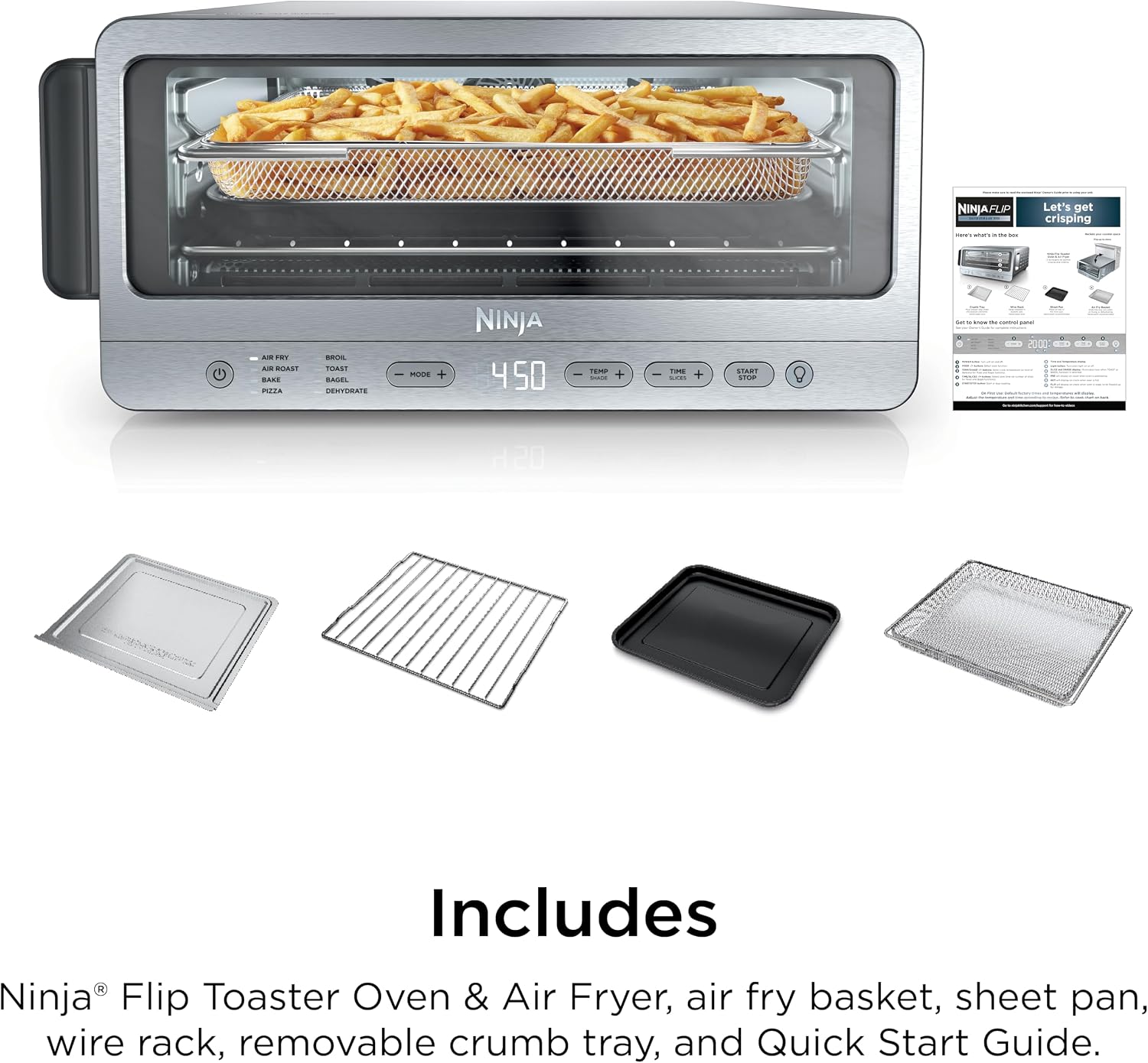 Ninja Flip Toaster Oven & Air Fryer, 8-in-1, Stainless Steel, SP151 | Air fry, bake, broil, toast, bagel, dehydrate, reheat, 1800W, Flip up & away, XL capacity