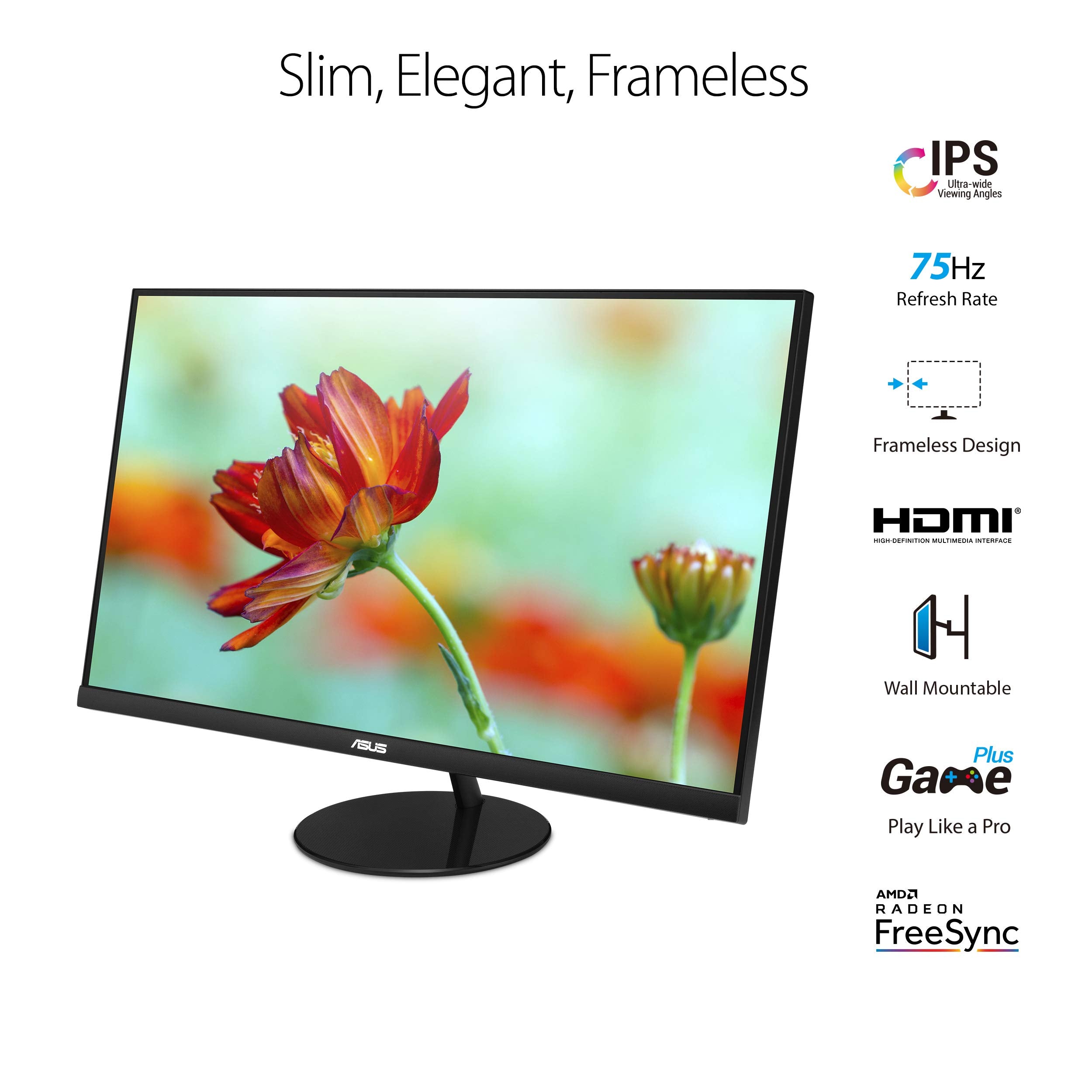 ASUS 27" Computer Monitor (VA279QG) - Full HD, IPS, 120Hz, 1ms MPRT, Adaptive-Sync, Eye Care, Low Blue Light, Flicker Free, HDMI, DisplayPort, VGA, Speakers, VESA Mountable, 99% sRGB, 3yr Warranty
