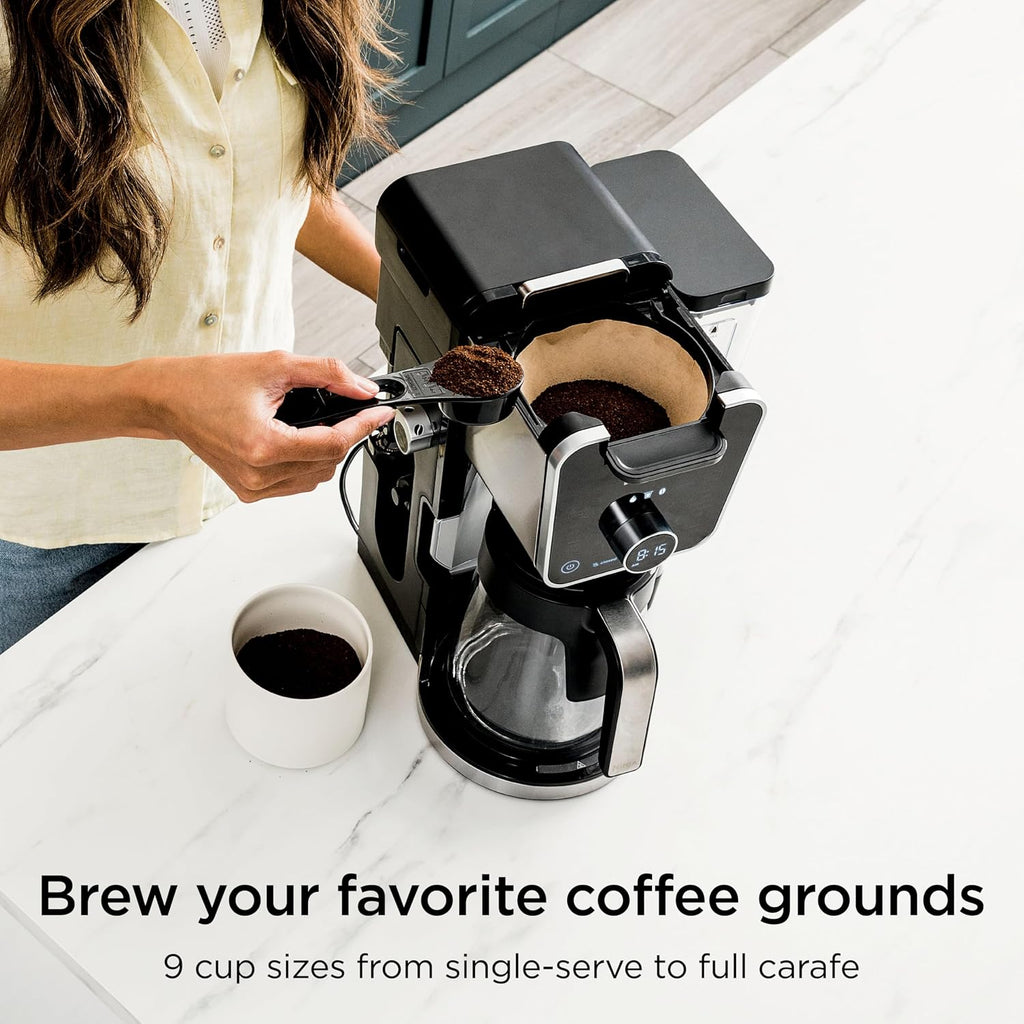 Ninja Specialty Drip Coffee Maker, DualBrew Pro, Black, CFP301 | Coffee Machine w/ Frother, Paper Filter, Brew with Pods & Grounds, K Cups Compatible, 4 Brew Styles, 13 Cup to Pot Sizes