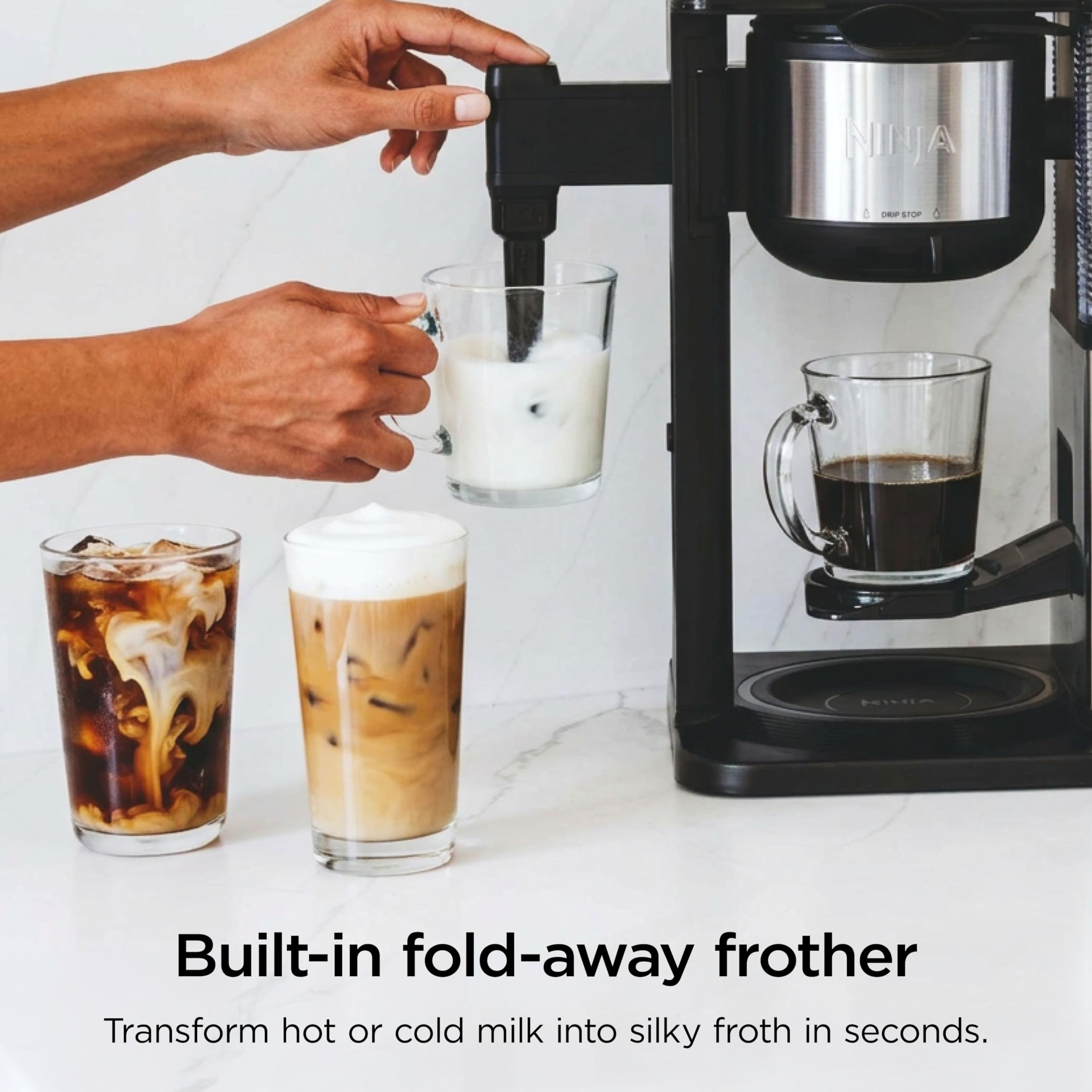 Ninja Hot & Iced XL Coffee Maker with Rapid Cold Brew, Black, CM371 | 4 Brew Styles, 8 Sizes Small Cup to Travel Mug, Single-Serve Coffee Brewer, 12-Cup Carafe, Removable Reservoir