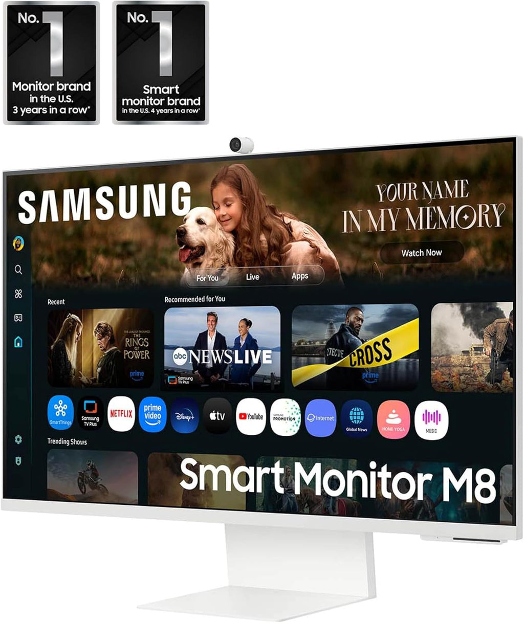 Samsung 32” M8 (M80F) Series 4K UHD Smart Monitor | Samsung Vision AI, Smart TV Apps, Gaming Hub, USB-C, HDMI and USB-A, White (LS32FM803UNXZA)
