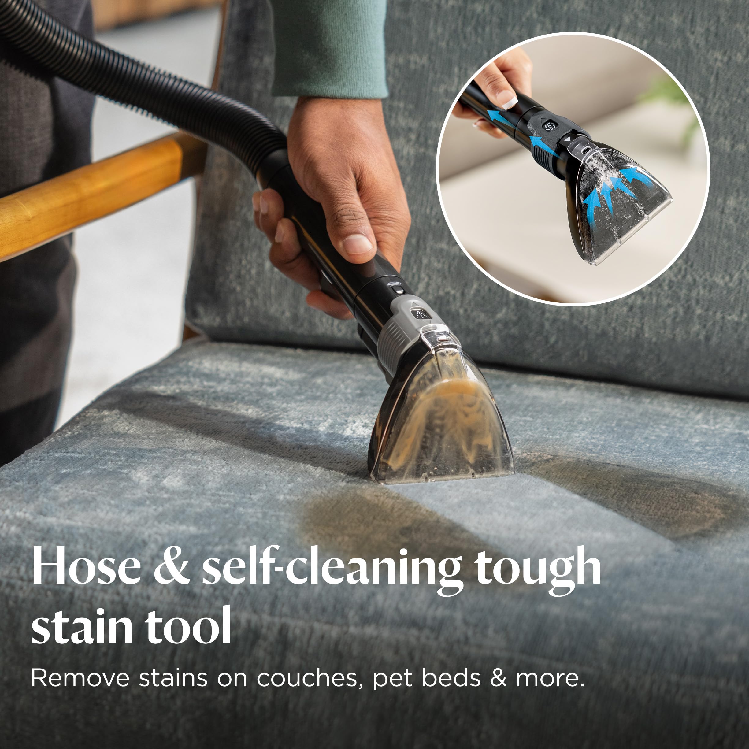 BISSELL Revolution HydroSteam Pet Carpet Cleaner, 3432 | HydroSteam technology; 2-in-1 pet upholstery tool; cleaning formulas included; upright deep cleaner