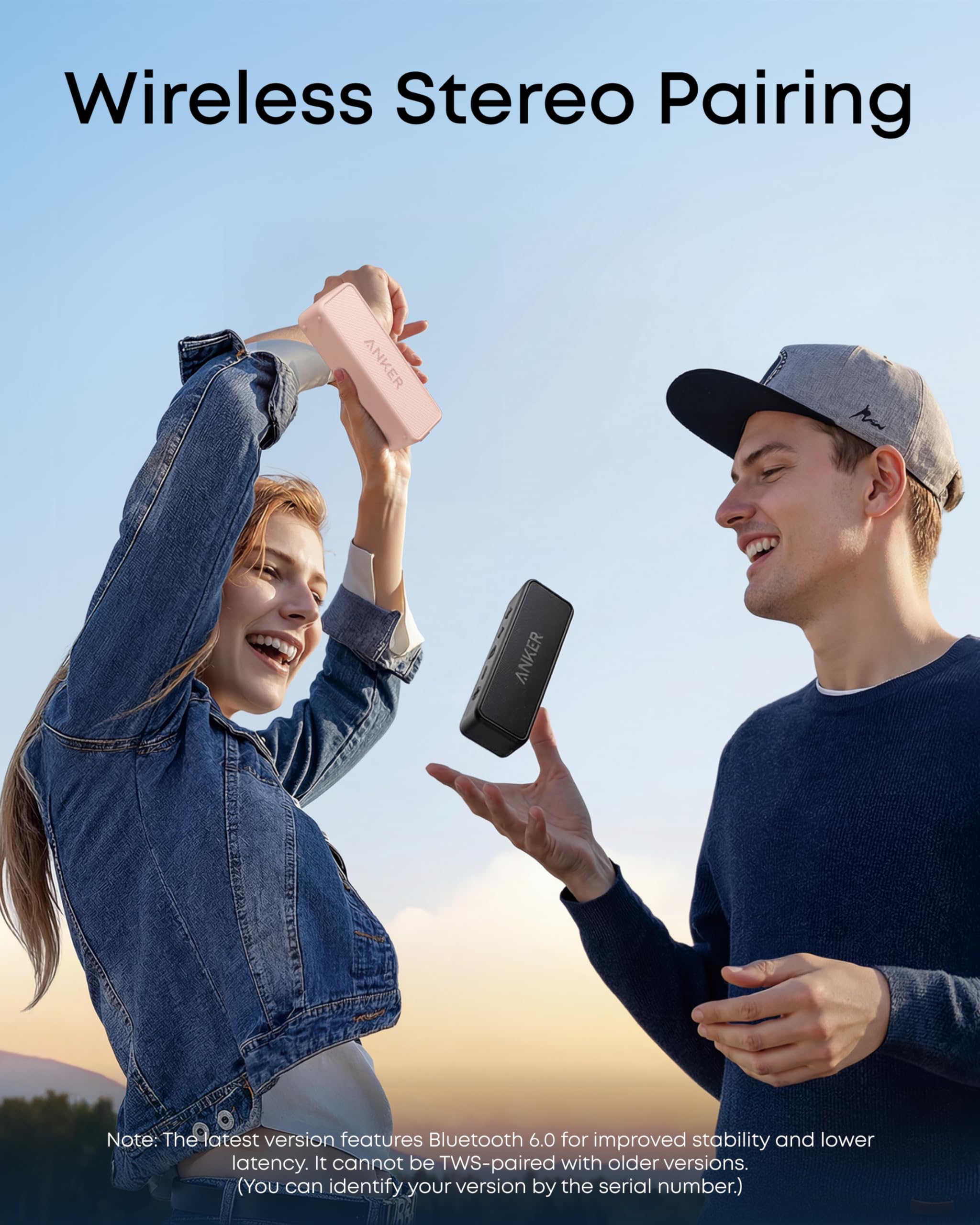Anker soundcore 2 Portable Bluetooth Speaker, Stereo Sound, IPX7 | BassUp, 24H Playtime, Bluetooth 5, Wireless Speaker for Home, Outdoors, Travel