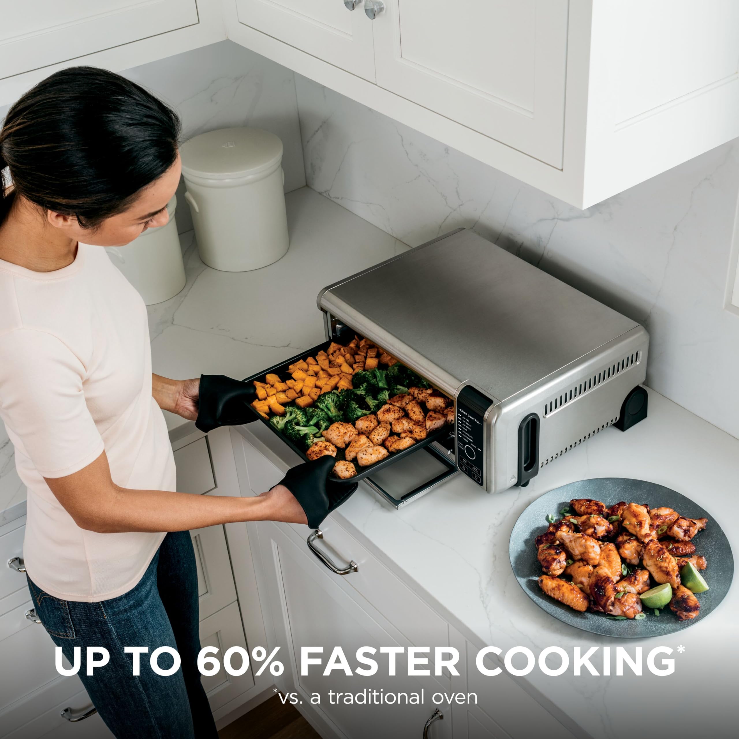 Ninja Flip Toaster Oven & Air Fryer, 8-in-1, Stainless Steel, SP151 | Air fry, bake, broil, toast, bagel, dehydrate, reheat, 1800W, Flip up & away, XL capacity