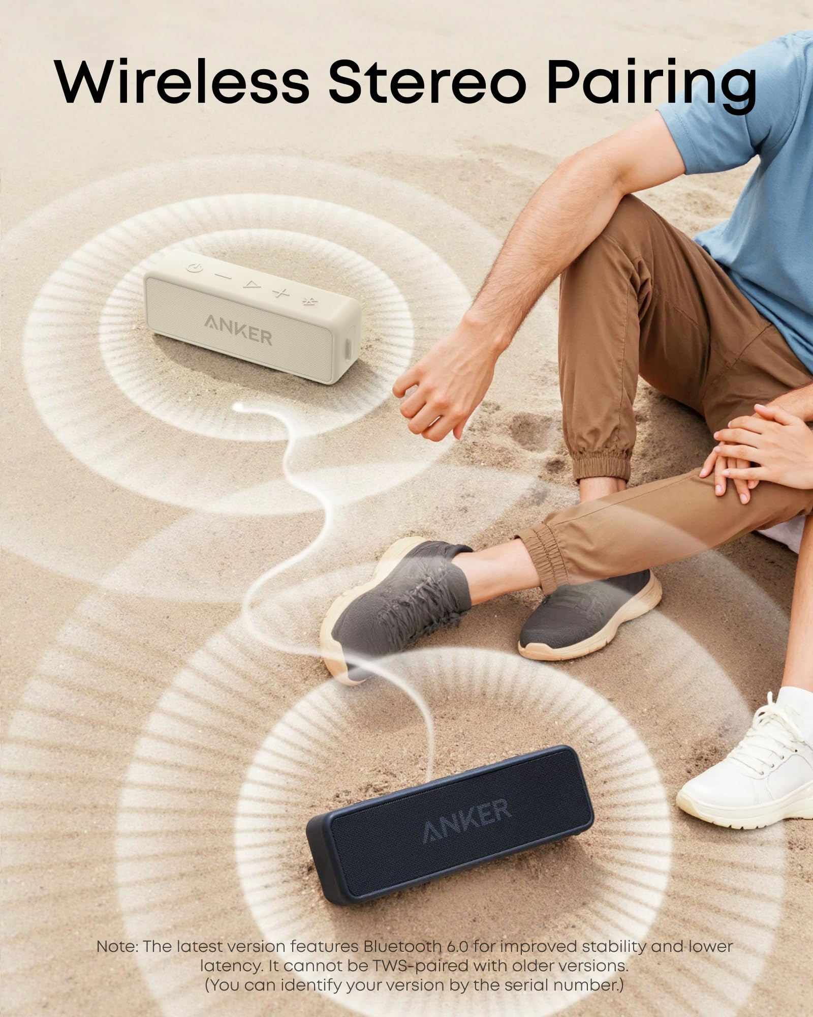 Anker soundcore 2 Portable Bluetooth Speaker, Stereo Sound, IPX7 | BassUp, 24H Playtime, Bluetooth 5, Wireless Speaker for Home, Outdoors, Travel