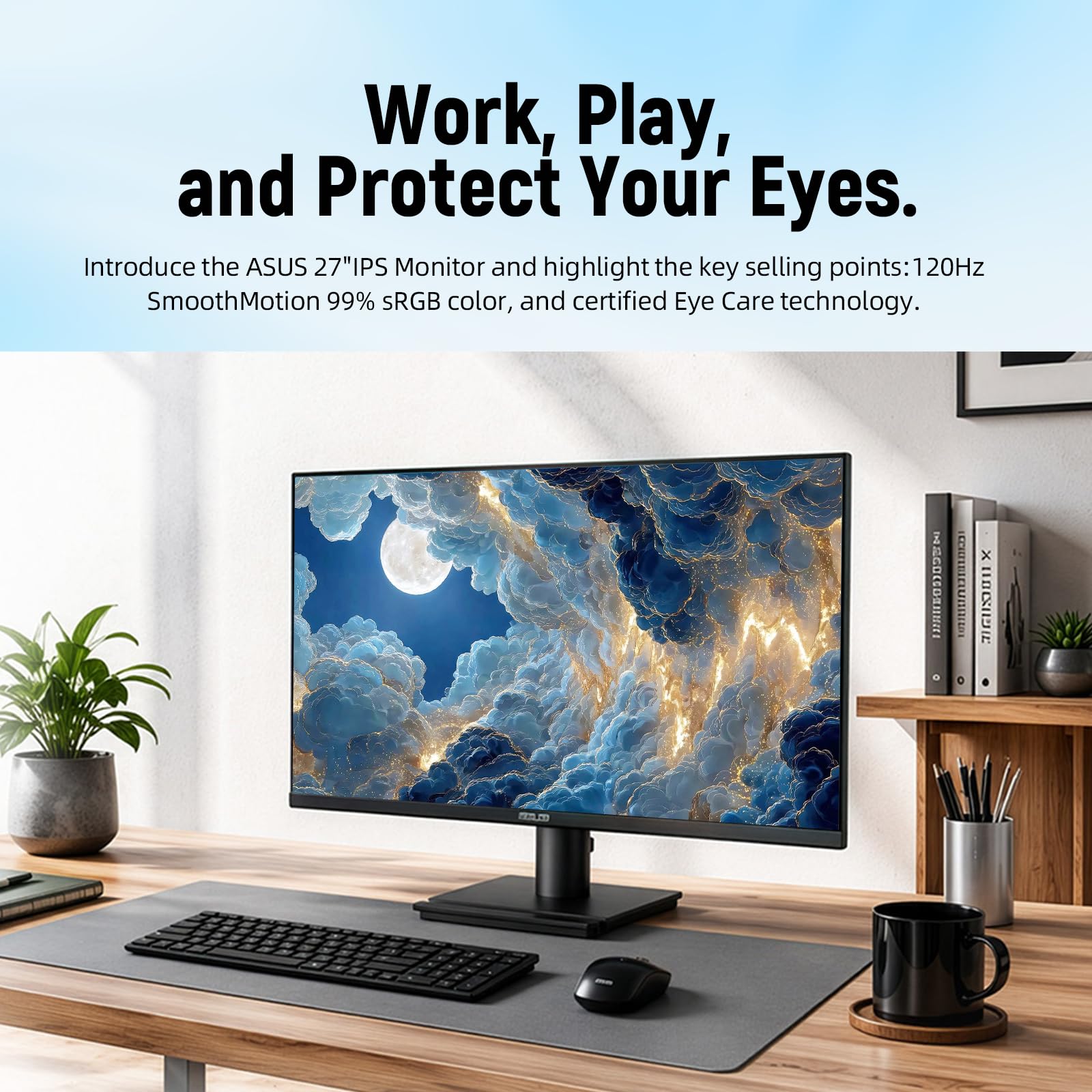 ASUS TUF 24" Gaming Monitor, FHD 1080p, Fast IPS, 240Hz, 0.3ms, AMD FreeSync Premium, G-SYNC Compatible, 99% sRGB, ELMB Sync, Eye Care, DisplayPort, HDMI, VESA Mount, Tilt Adjustment, Black