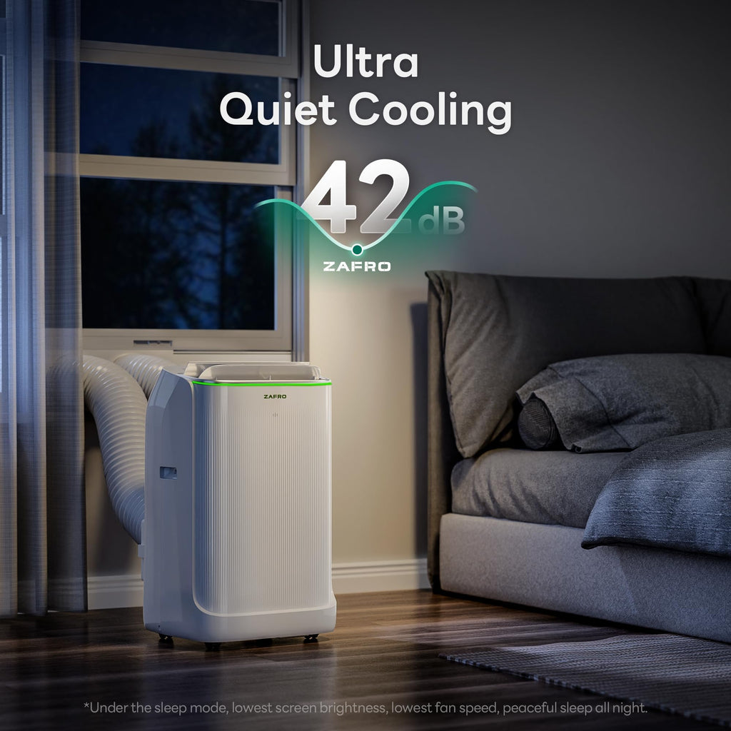 ZAFRO Smart Inverter Portable Air Conditioners, 16000 BTU (12000 BTU SACC) | Dual Hose Portable AC Unit with Energy Saving/Ultra Quiet(42dB)/Drainage-free Cooling/APP/Remote for Multi-Scenario Use